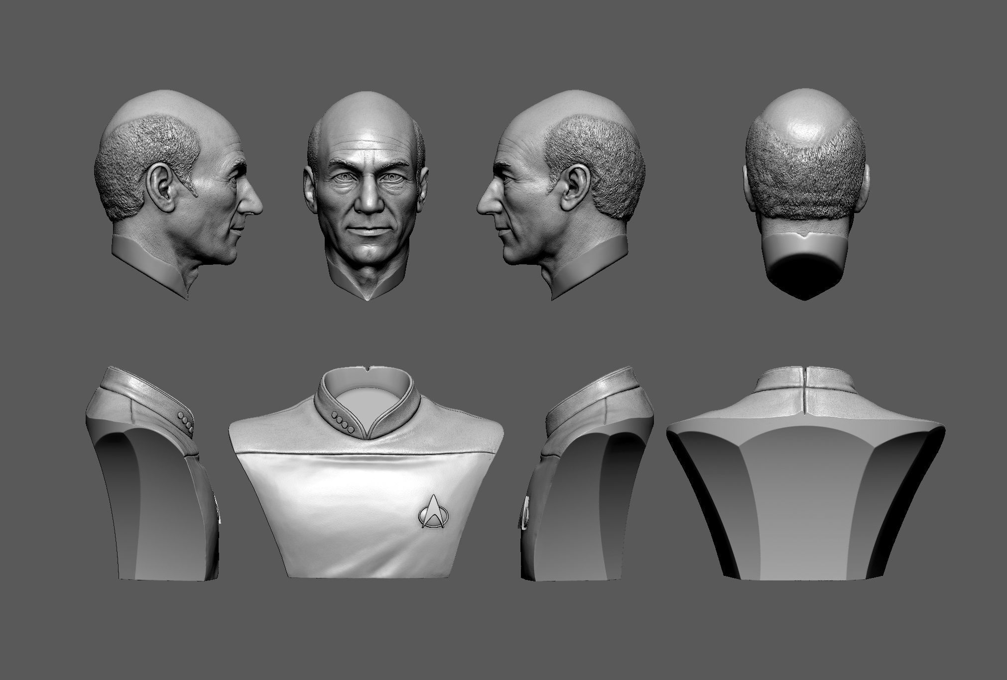 Picard and Data  3d printable bust collection _23