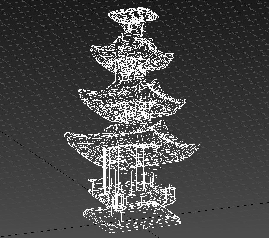Garden stone pagoda lantern 3D model_8
