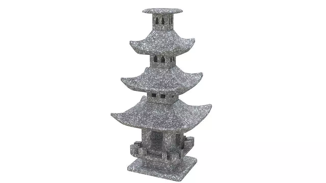 Garden stone pagoda lantern 3D model_0