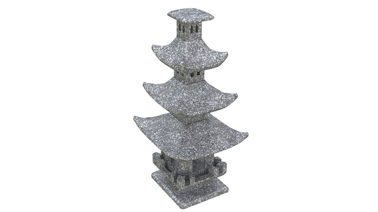 Garden stone pagoda lantern 3D model_1