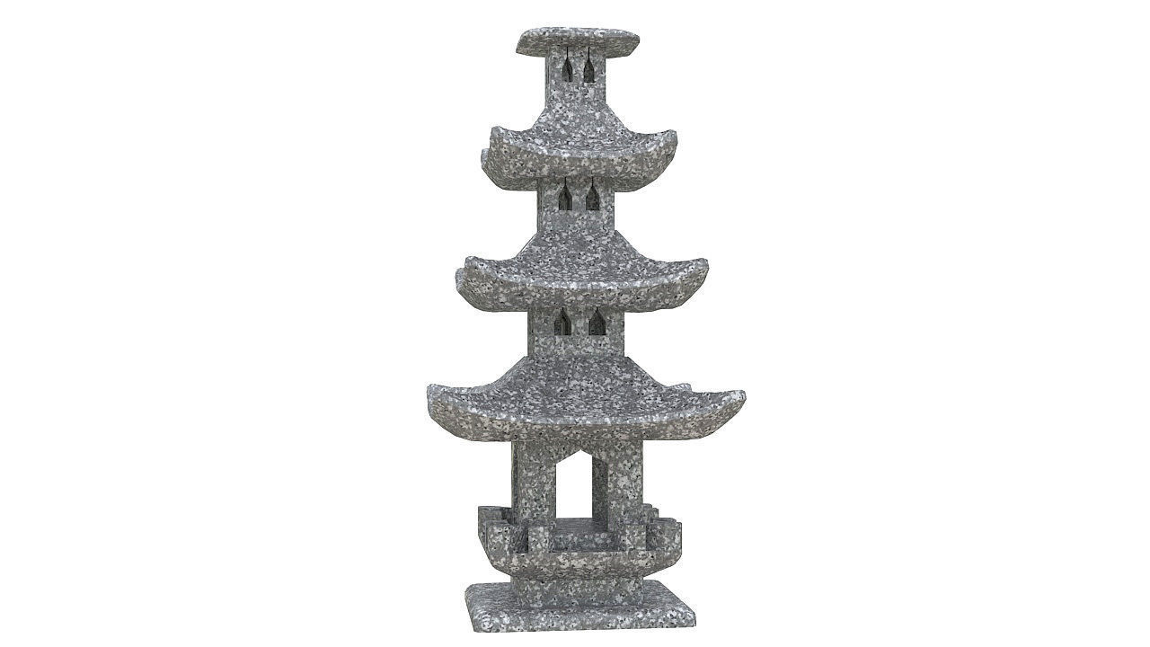 Garden stone pagoda lantern 3D model_2