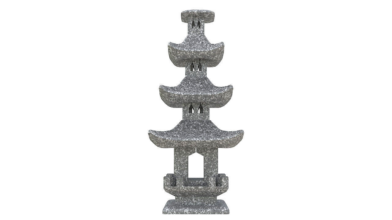 Garden stone pagoda lantern 3D model_3