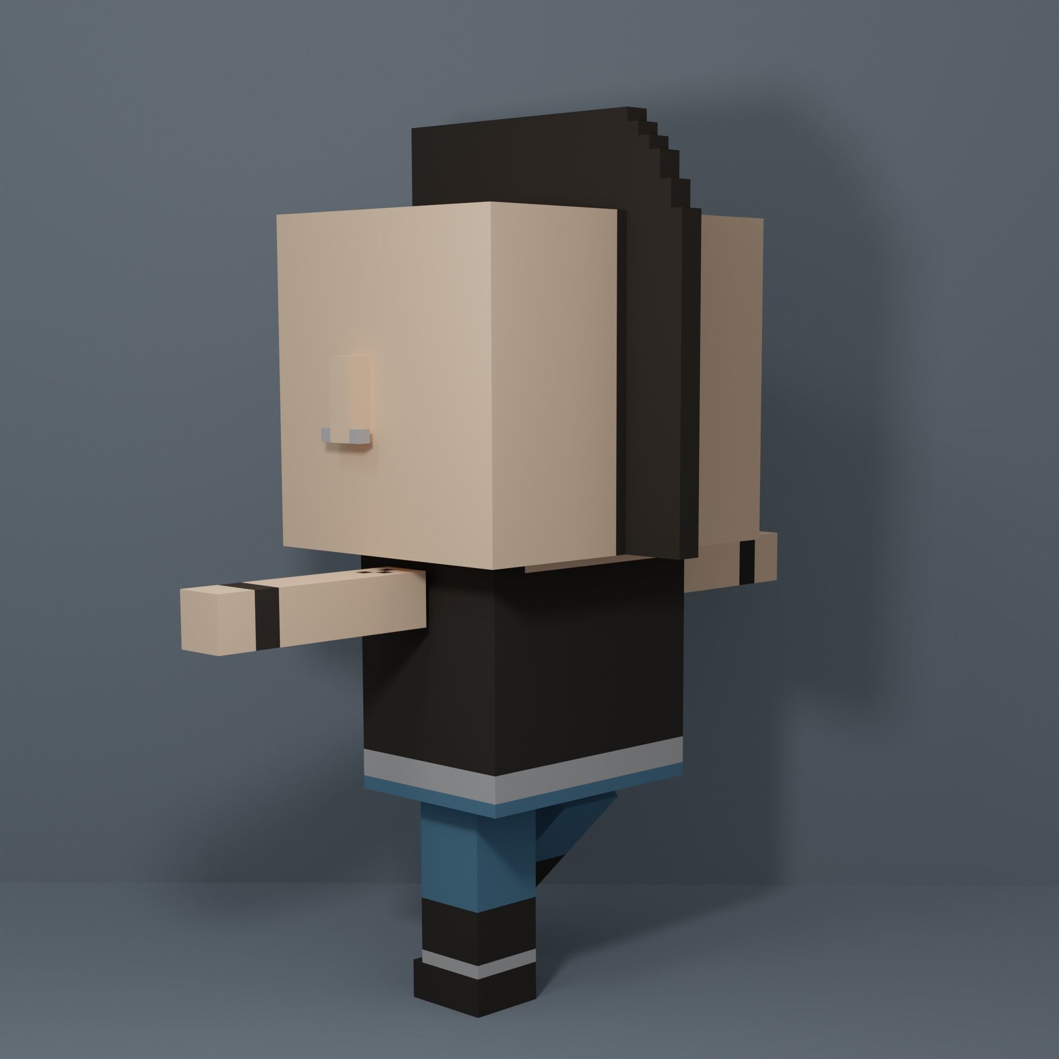 Rigged Voxel Punk Male 3D model_3