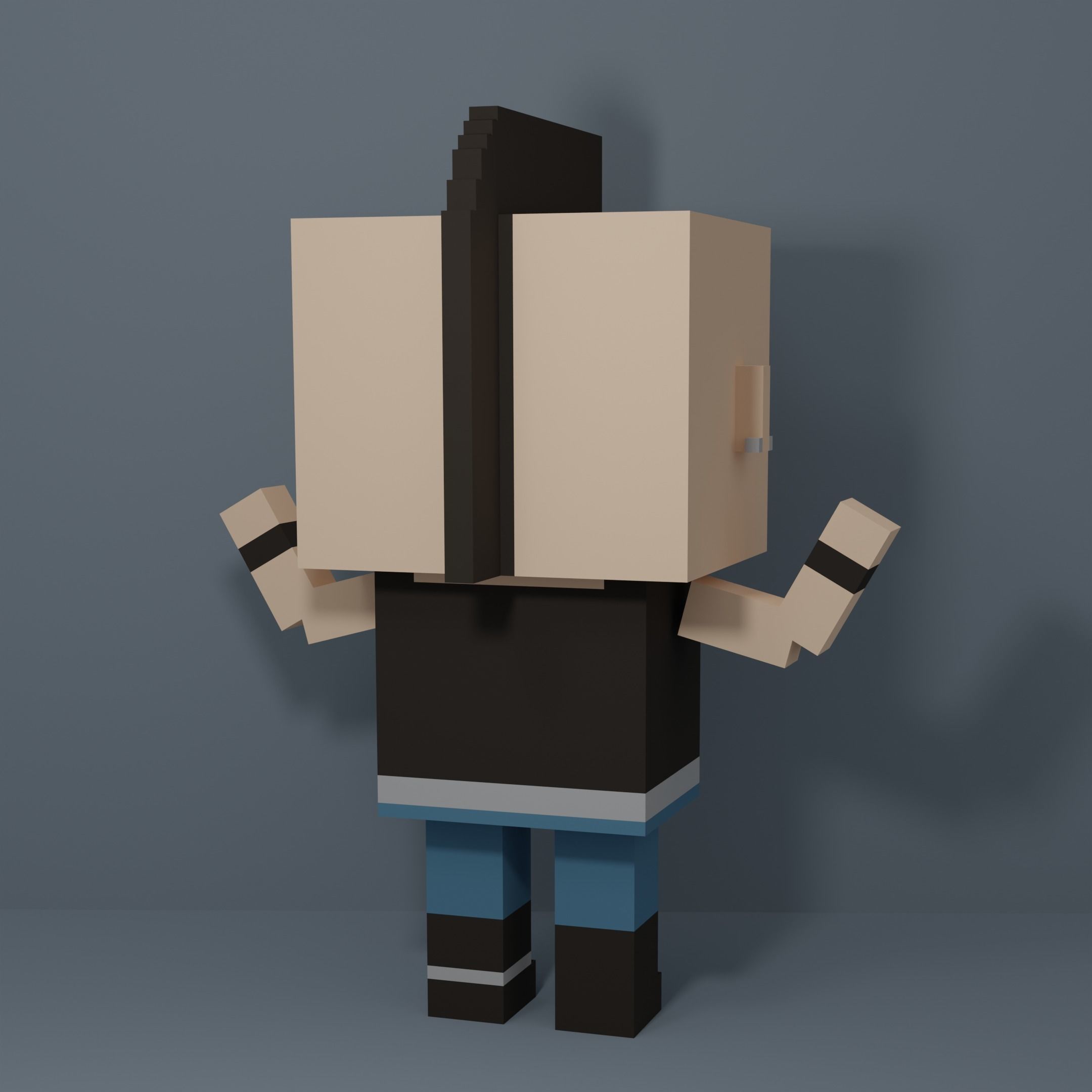 Rigged Voxel Punk Male 3D model_4