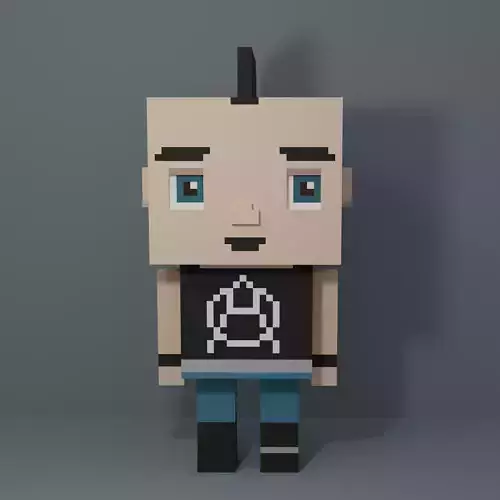 Rigged Voxel Punk Male 3D model