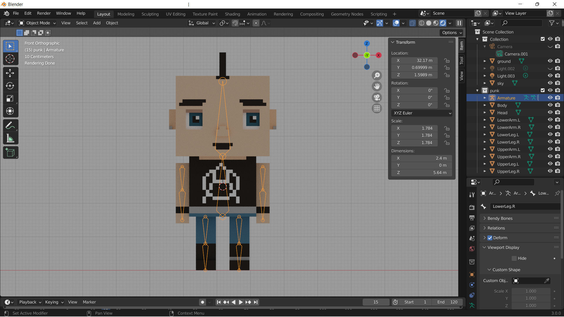 Rigged Voxel Punk Male 3D model_6
