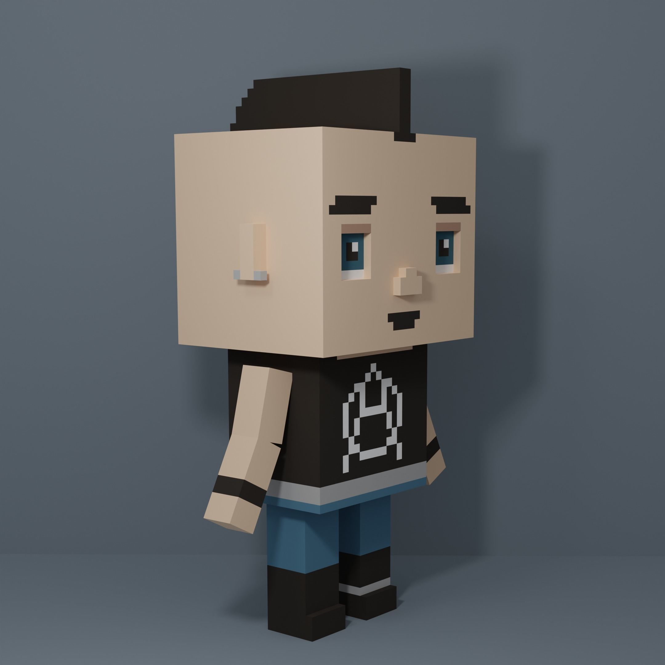 Rigged Voxel Punk Male 3D model_5