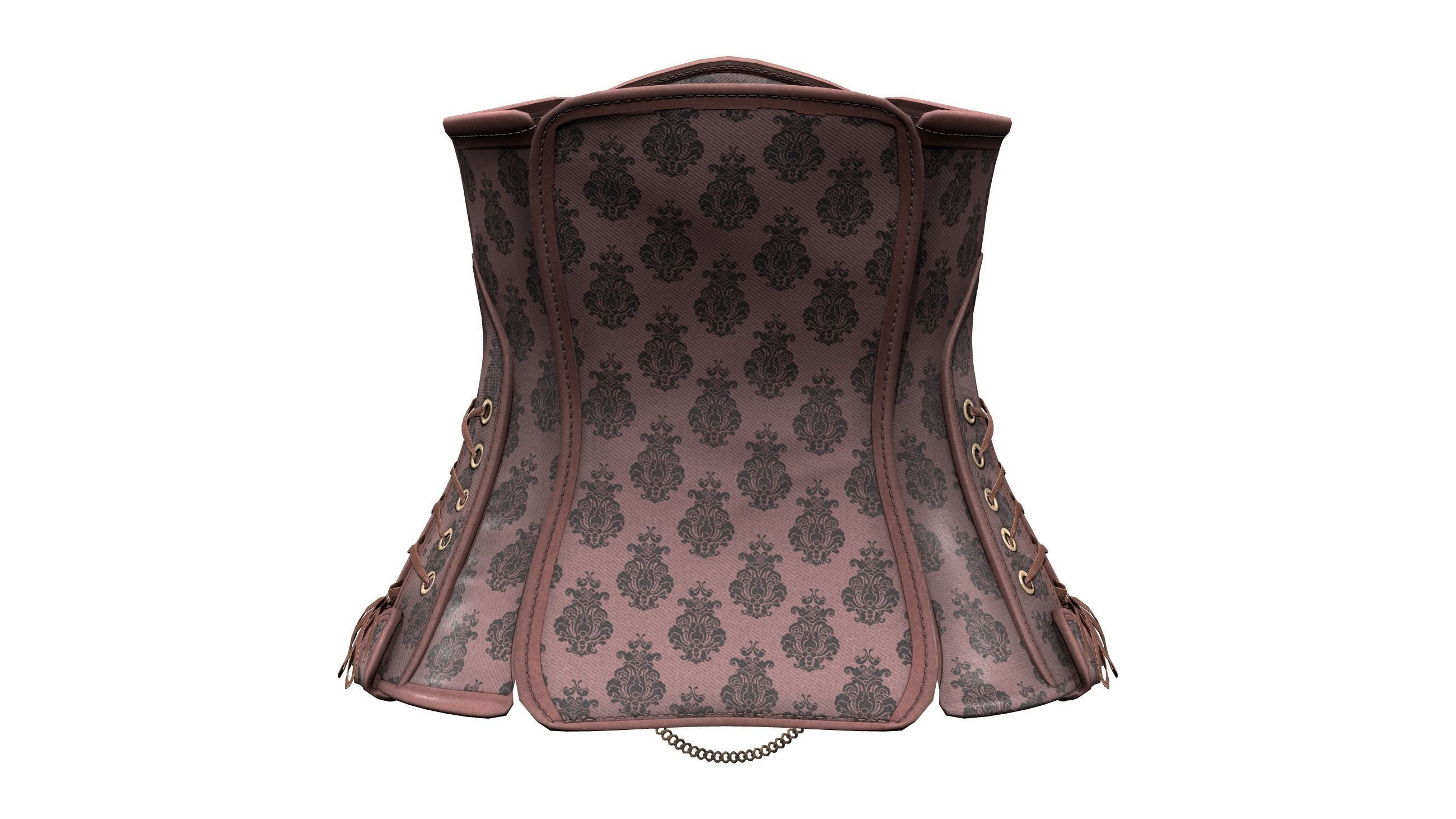 Steampunk Corset With Chains Low-poly 3D model_5