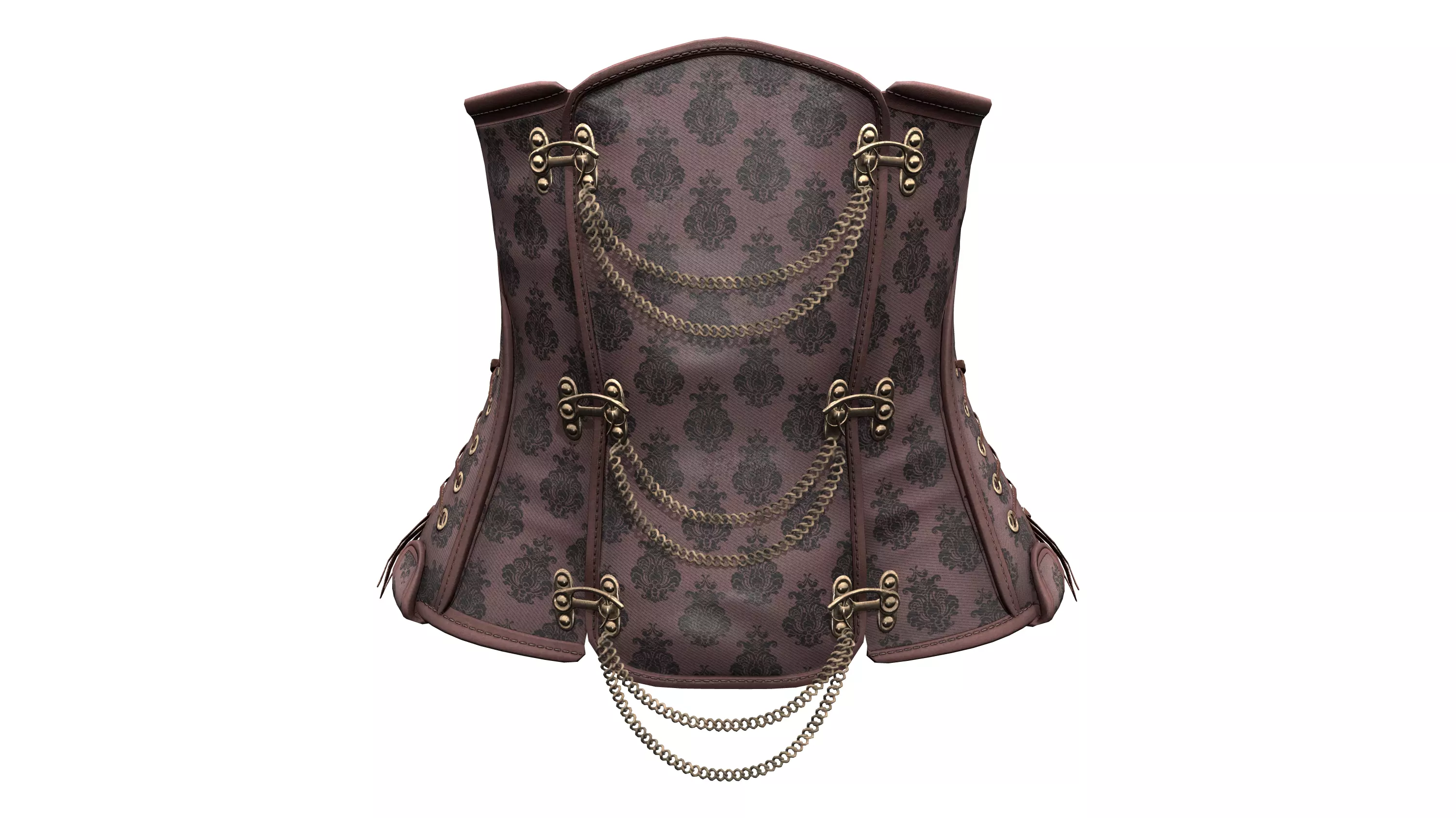 Steampunk Corset With Chains Low-poly 3D model_0