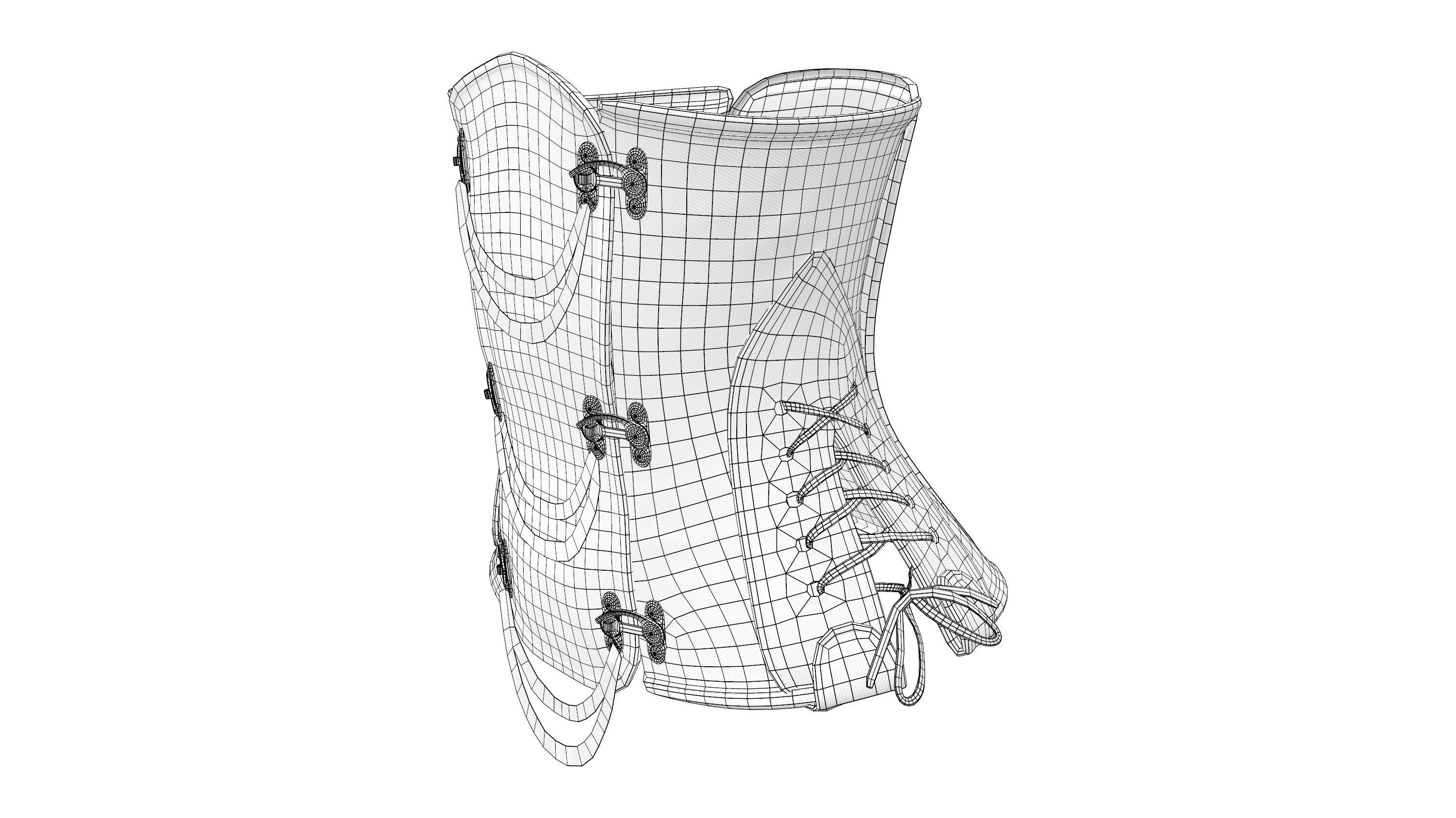 Steampunk Corset With Chains Low-poly 3D model_8