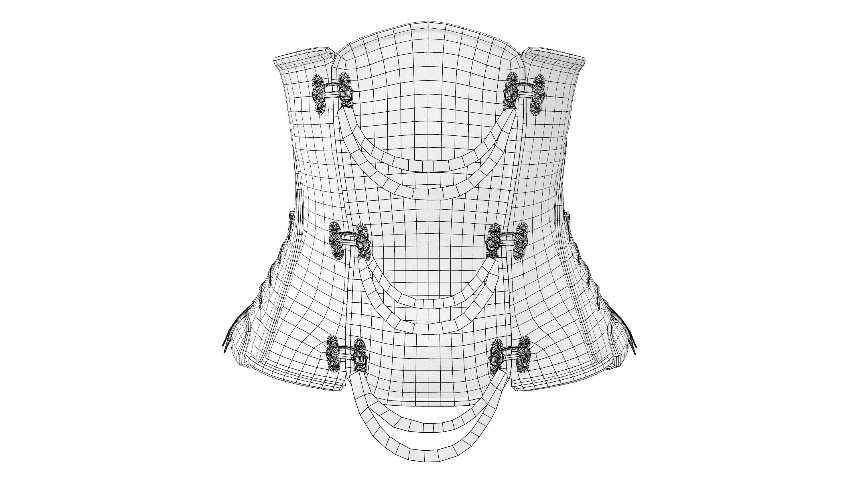 Steampunk Corset With Chains Low-poly 3D model_7