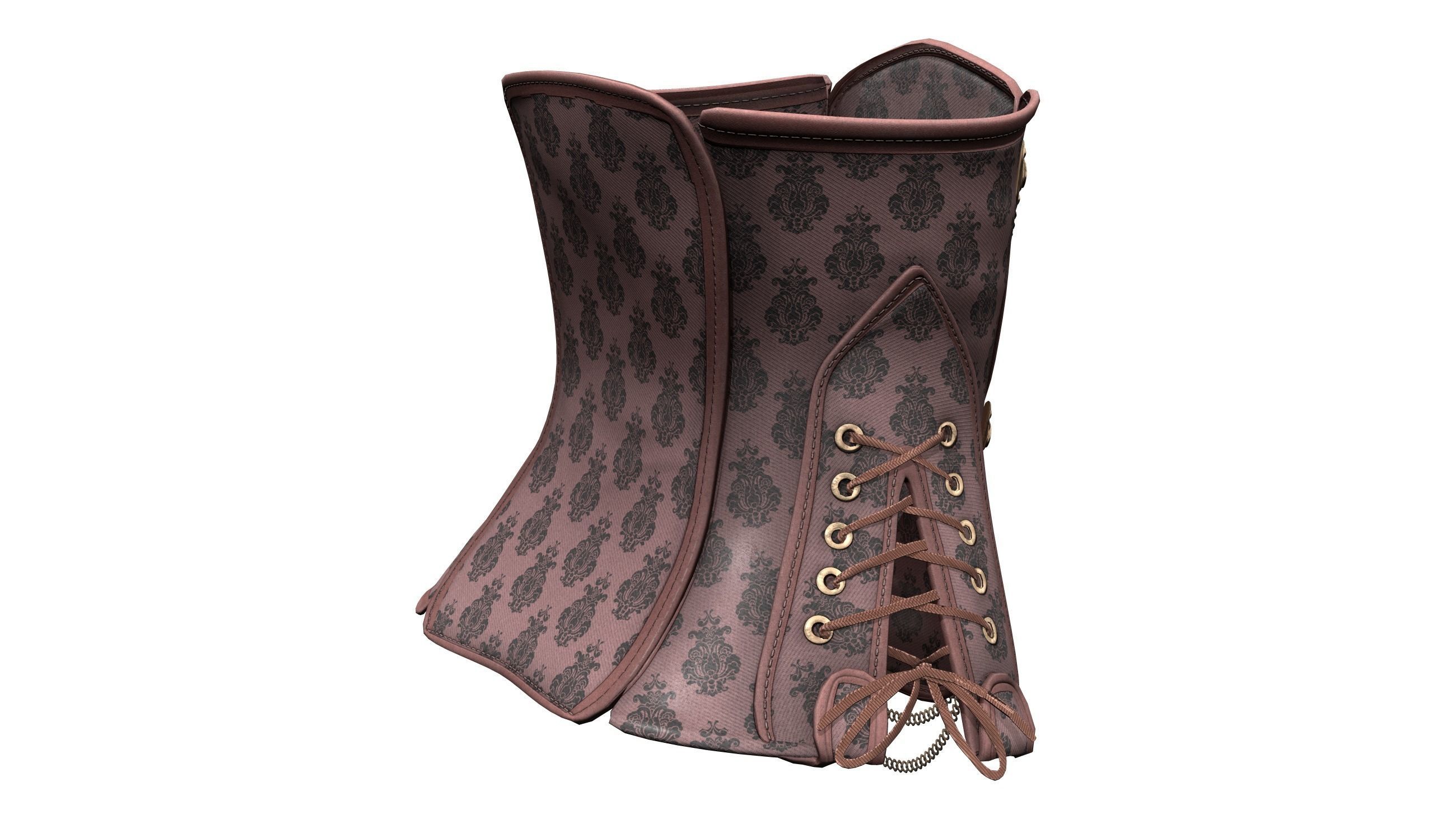 Steampunk Corset With Chains Low-poly 3D model_6
