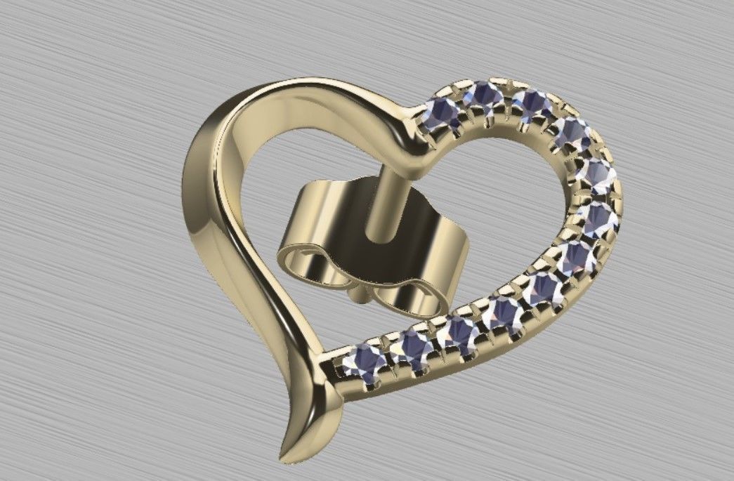 Heart earrings with diamonds 3D model 3D print model_3