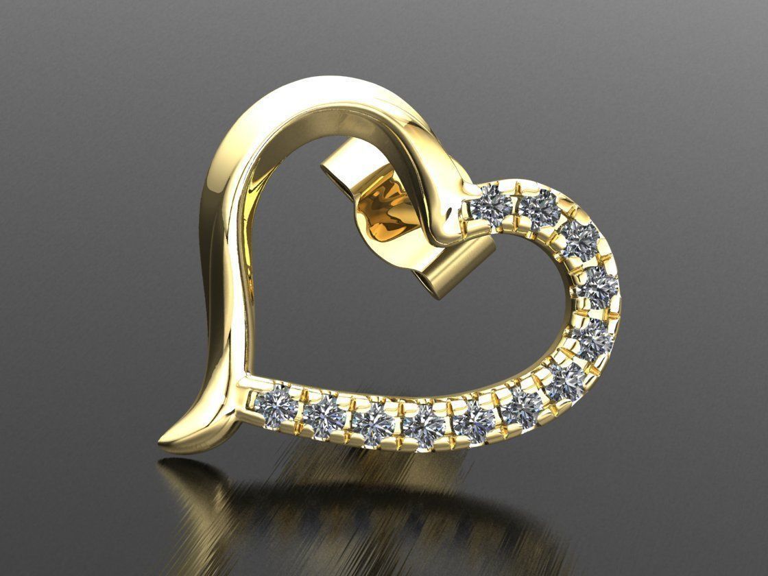 Heart earrings with diamonds 3D model 3D print model_4