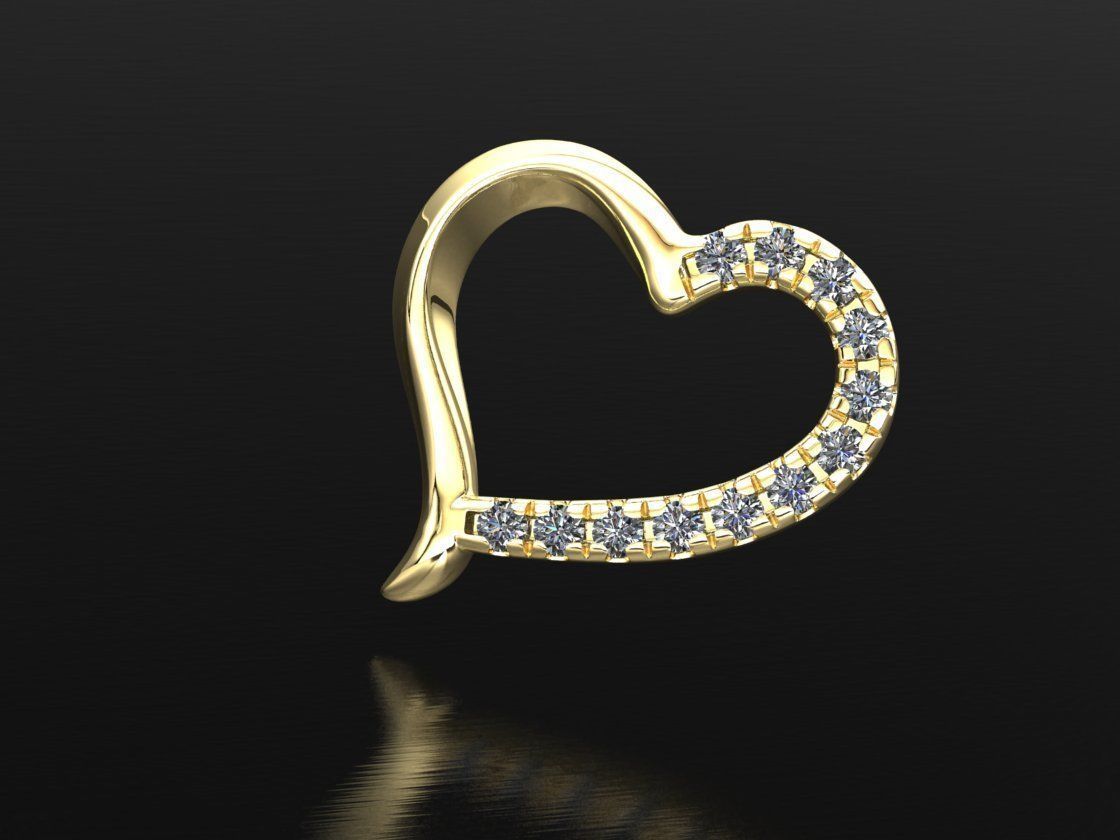 Heart earrings with diamonds 3D model 3D print model_5
