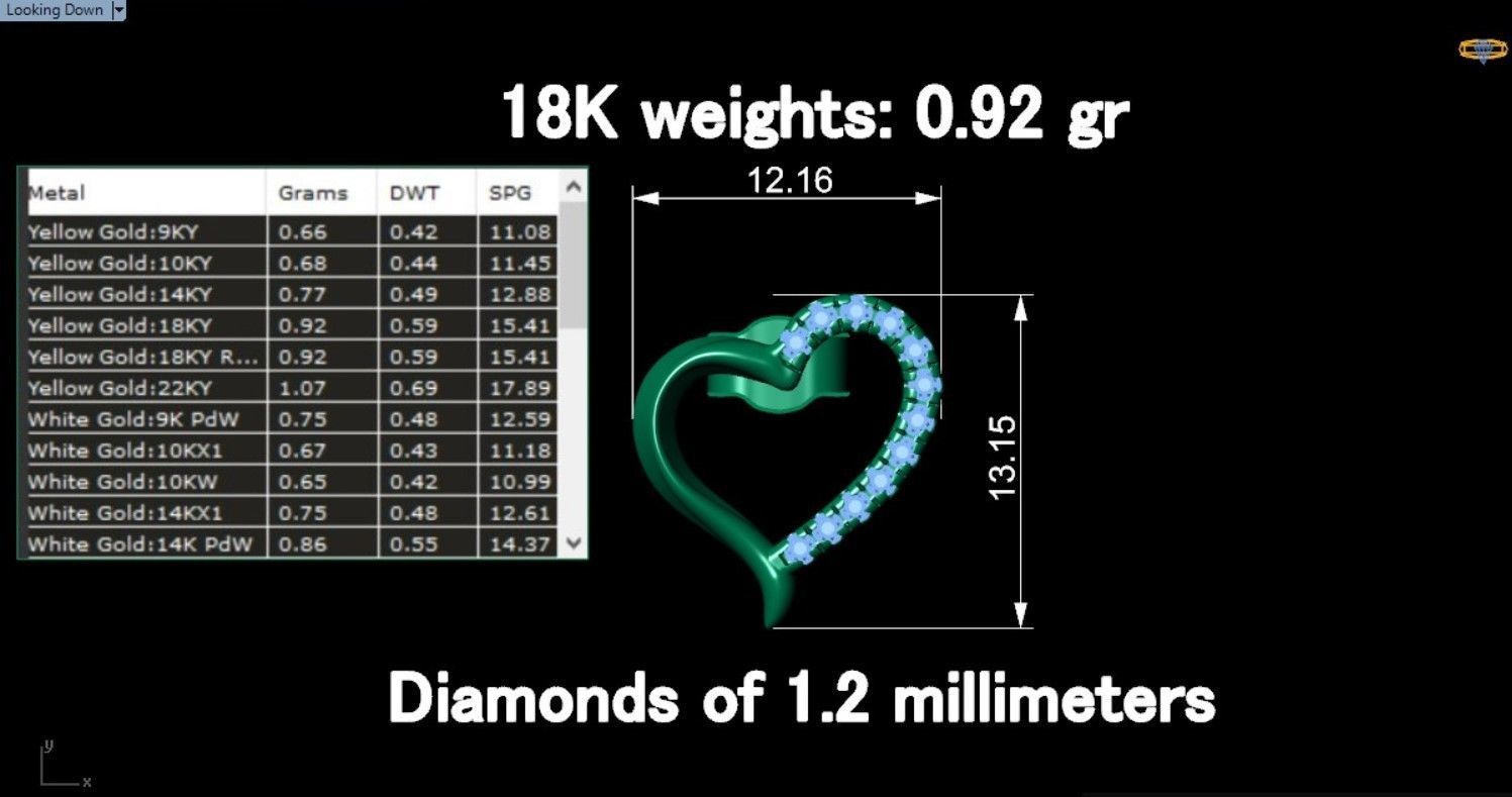 Heart earrings with diamonds 3D model 3D print model_6