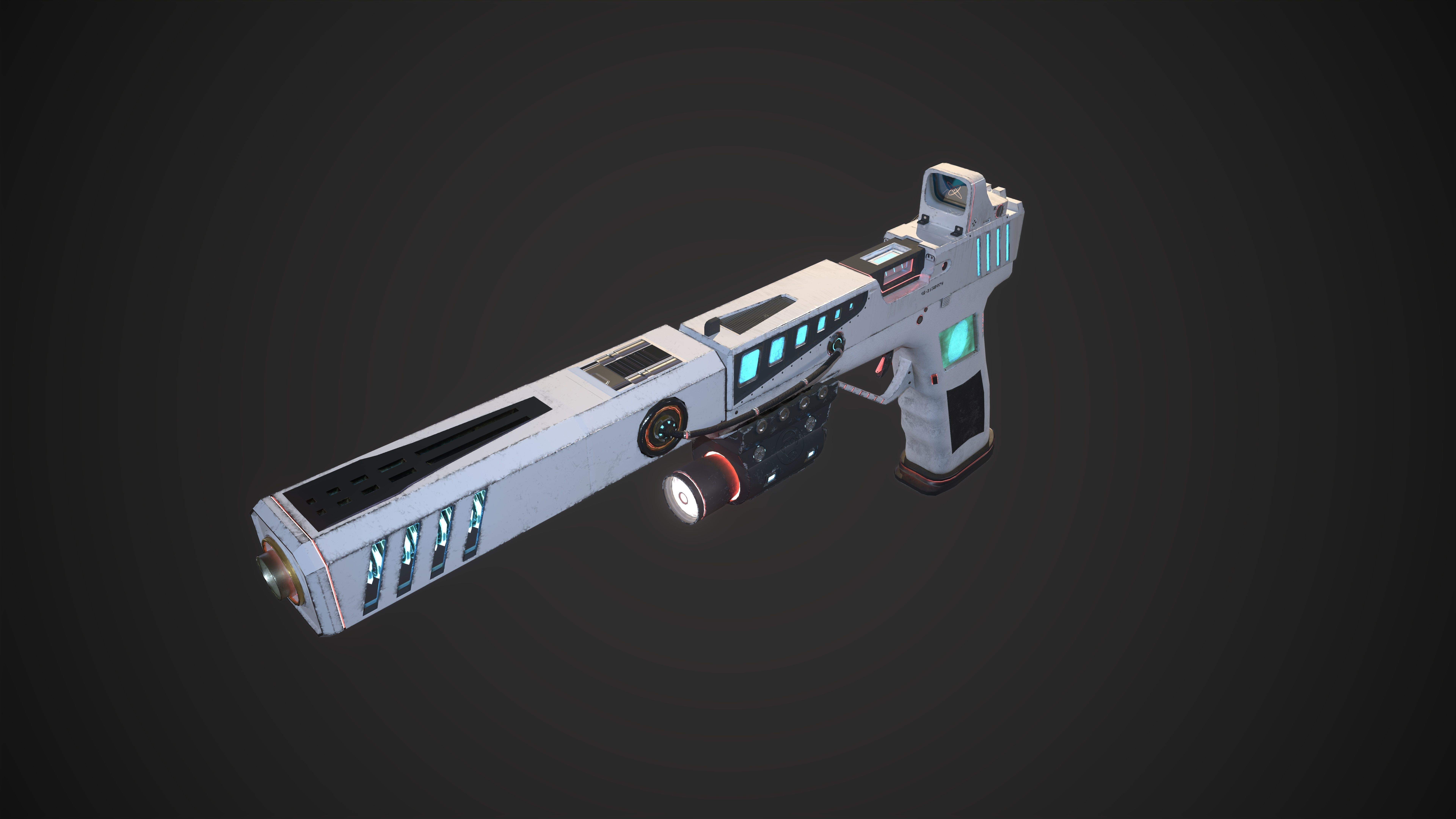 Sci-fi Glock-17 Low-poly 3D model_4