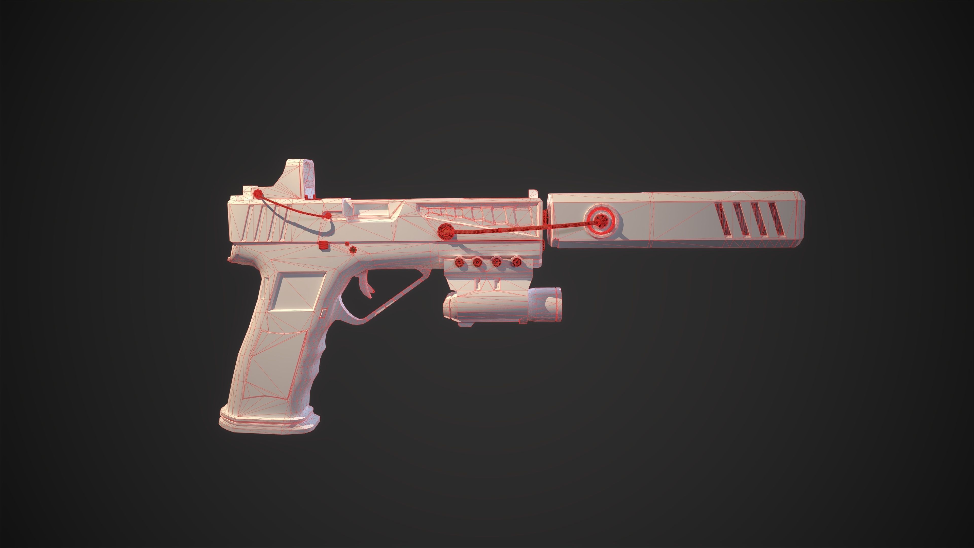 Sci-fi Glock-17 Low-poly 3D model_9