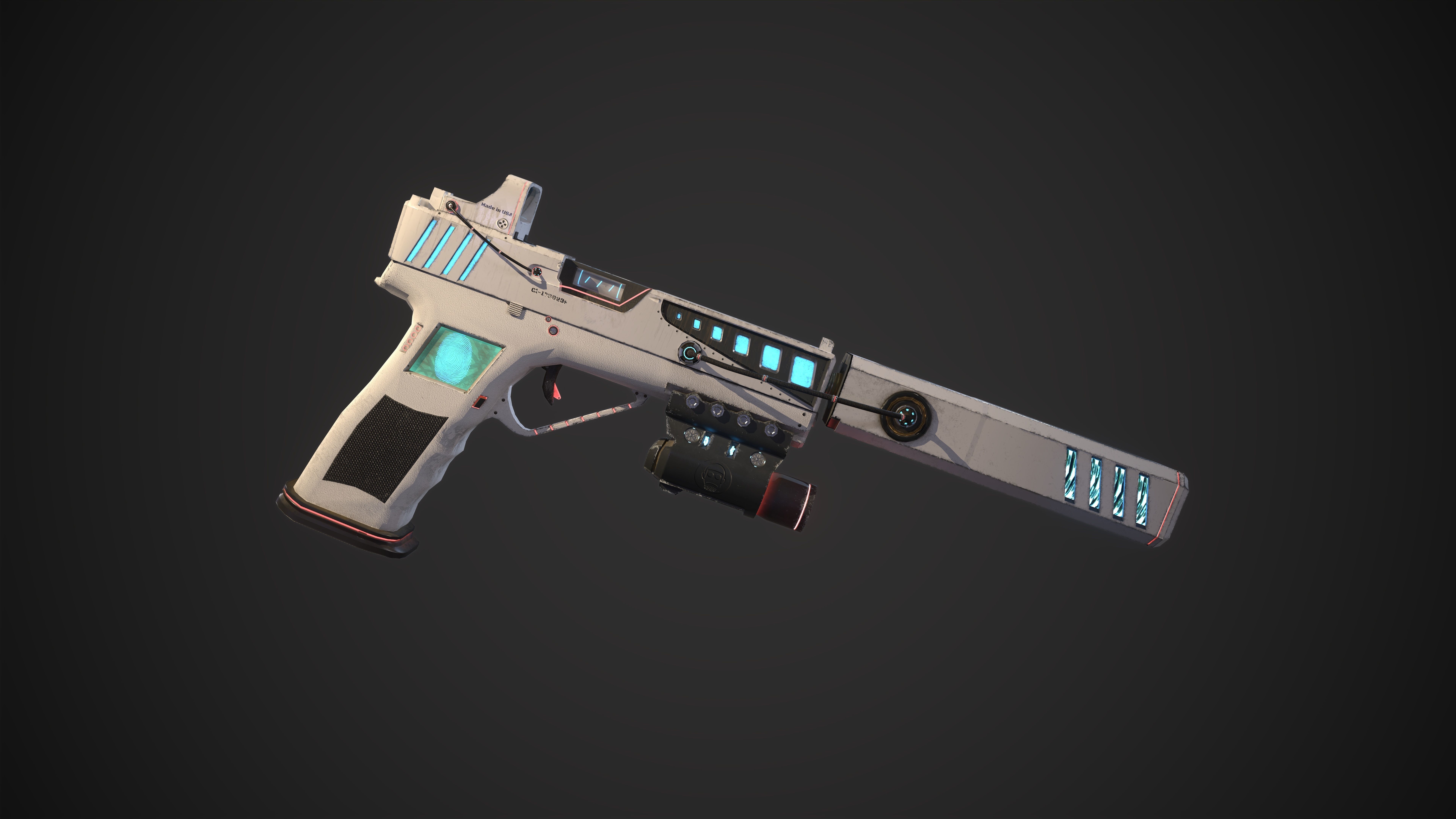 Sci-fi Glock-17 Low-poly 3D model_6