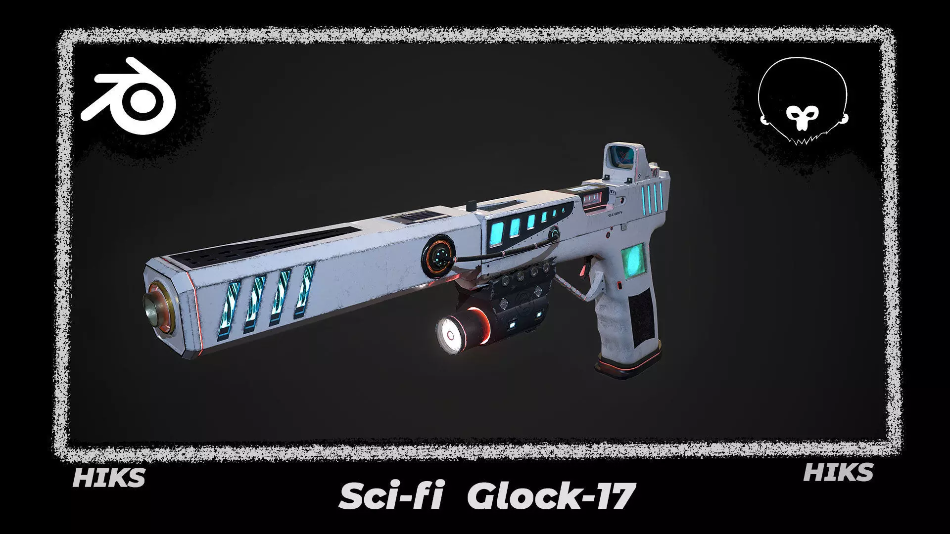Sci-fi Glock-17 Low-poly 3D model_0