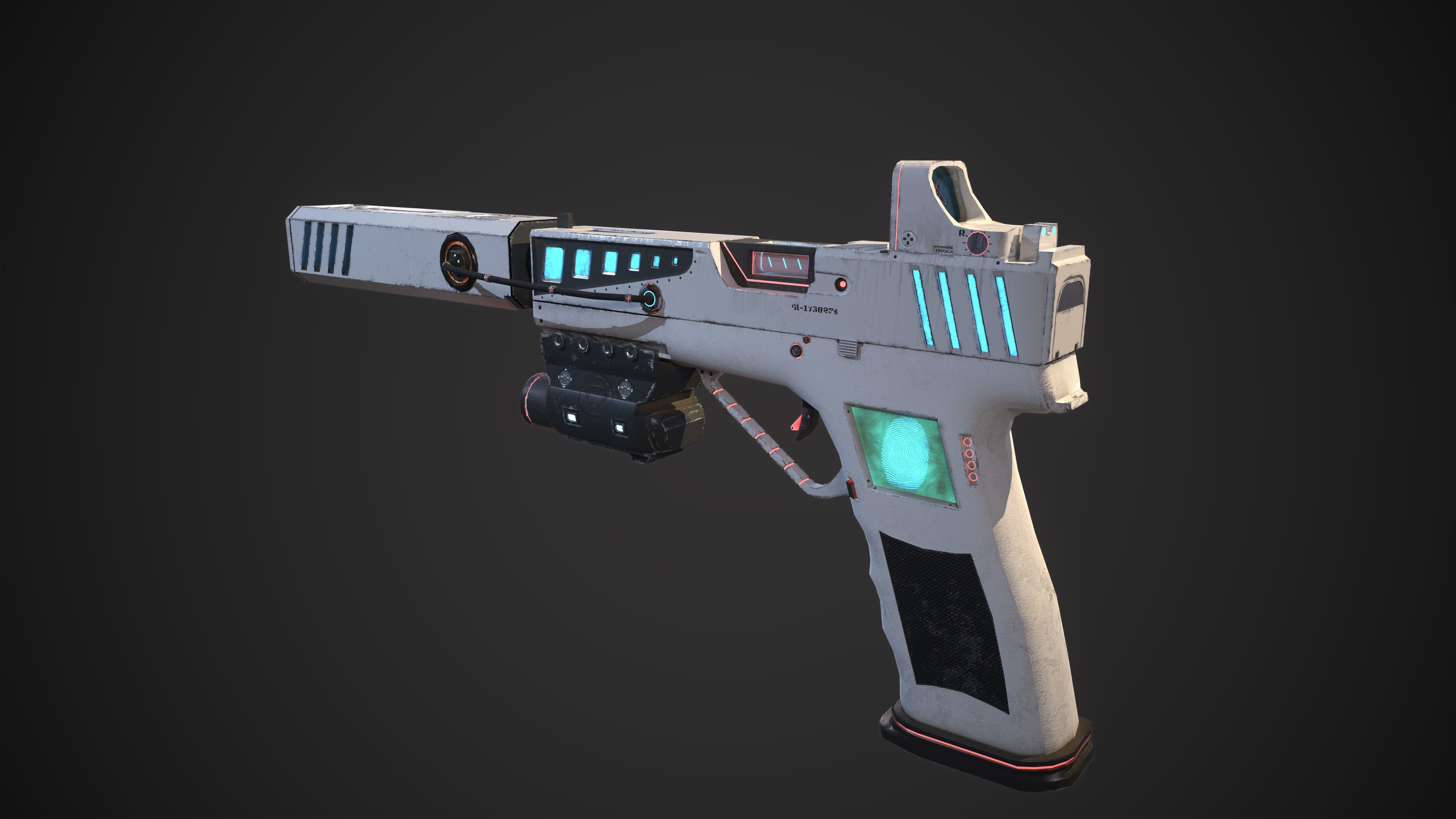 Sci-fi Glock-17 Low-poly 3D model_3