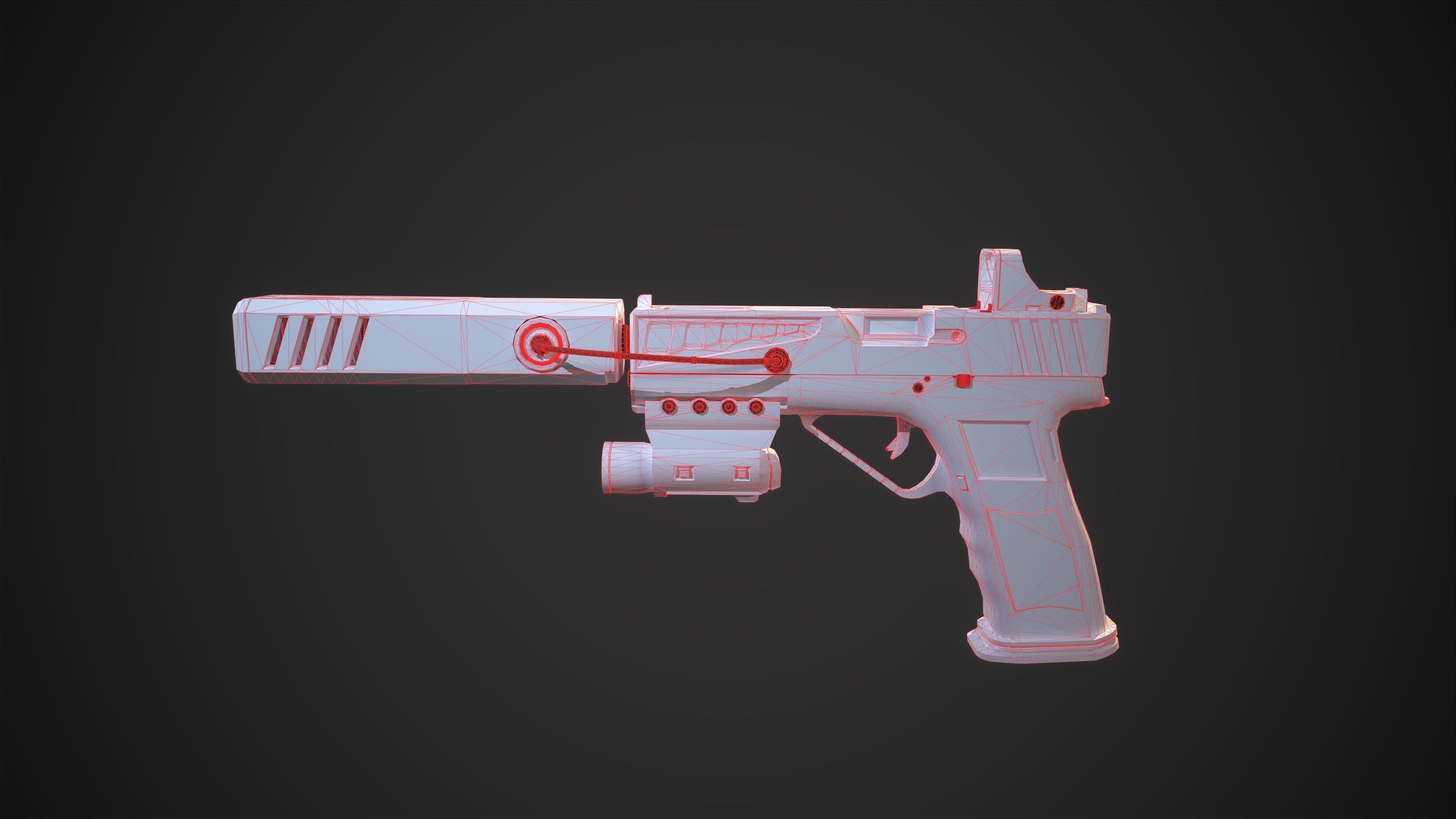 Sci-fi Glock-17 Low-poly 3D model_8