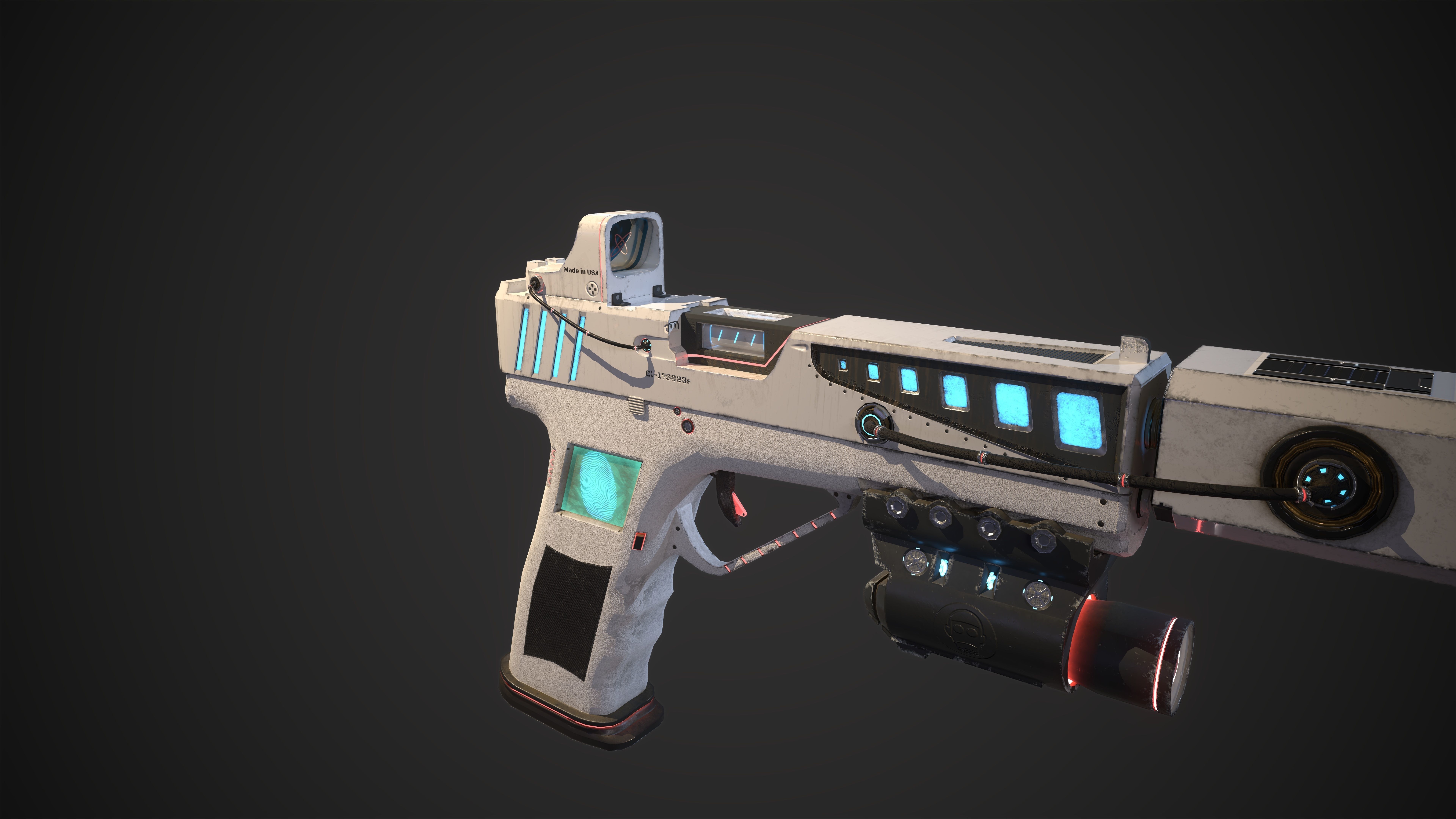 Sci-fi Glock-17 Low-poly 3D model_5