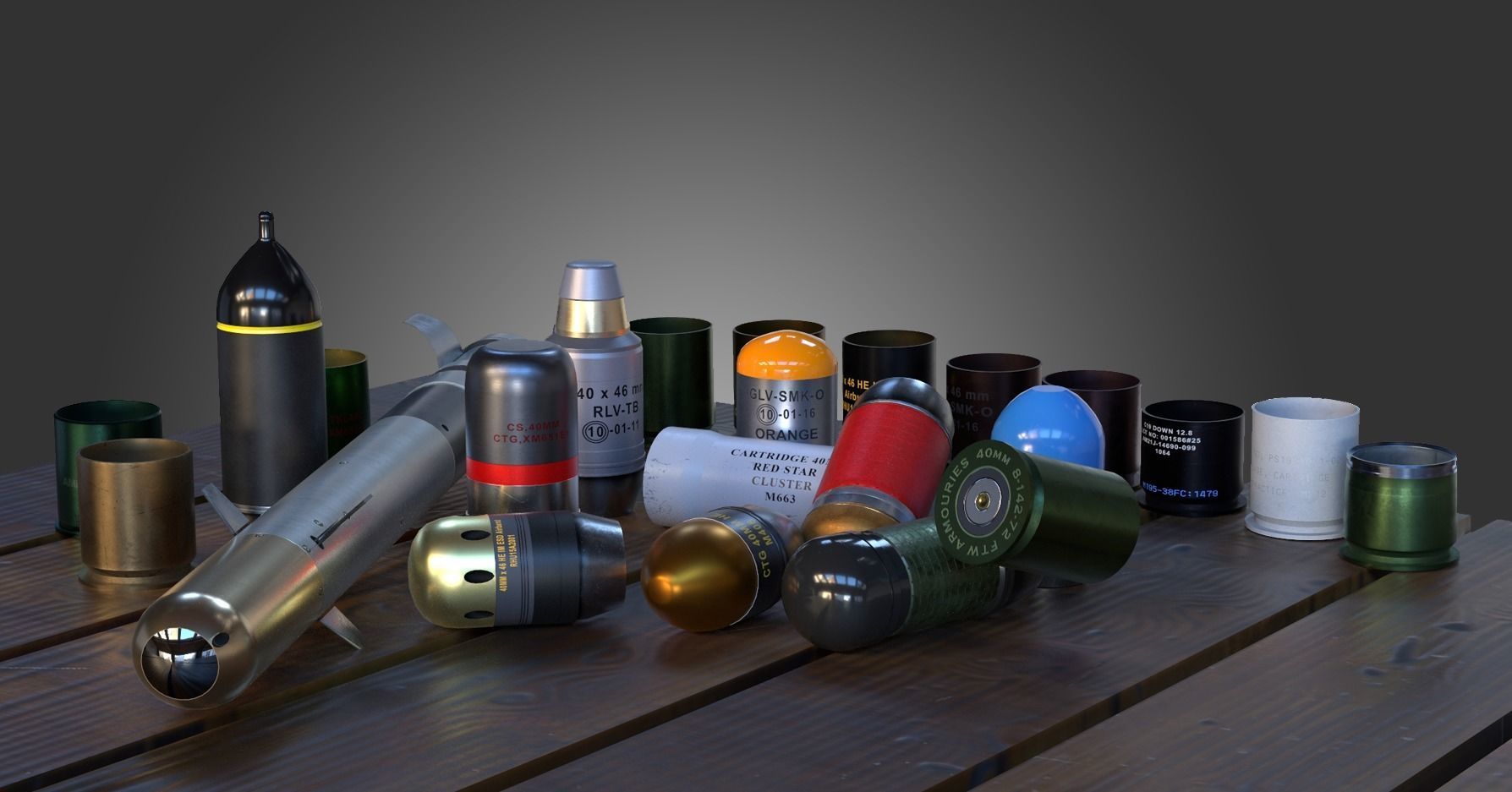 40mm Grenade Pack Low-poly 3D model_1