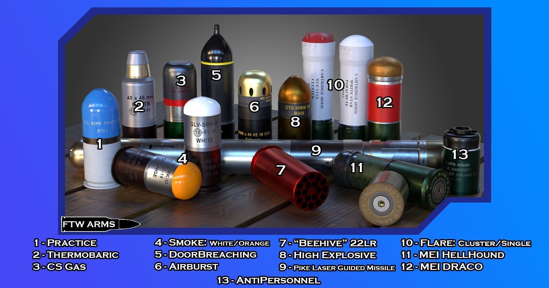 40mm Grenade Pack Low-poly 3D model_2