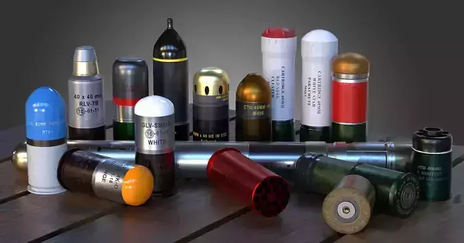 40mm Grenade Pack Low-poly 3D model