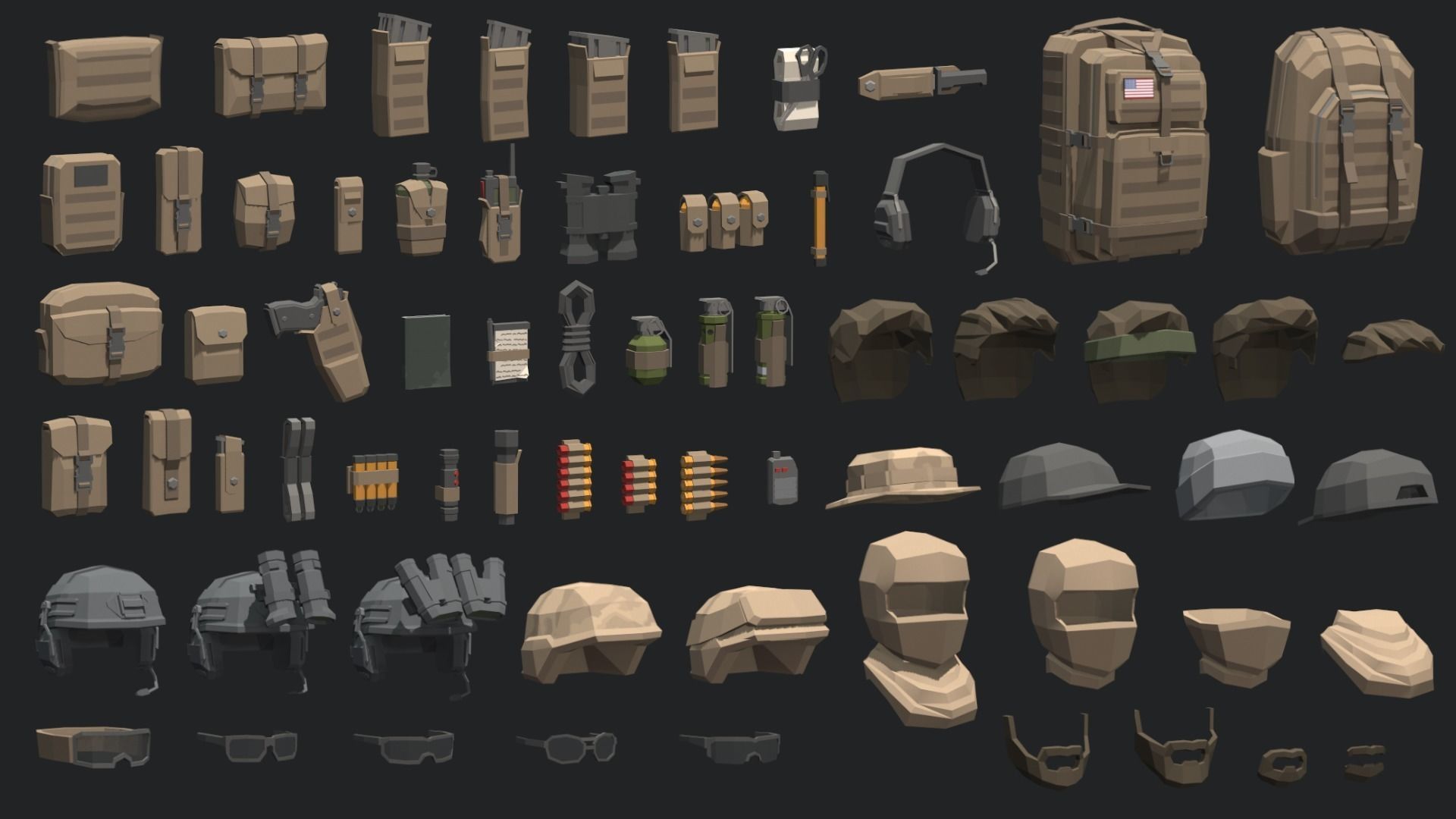 Low Poly  Soldiers Low-poly 3D model_5