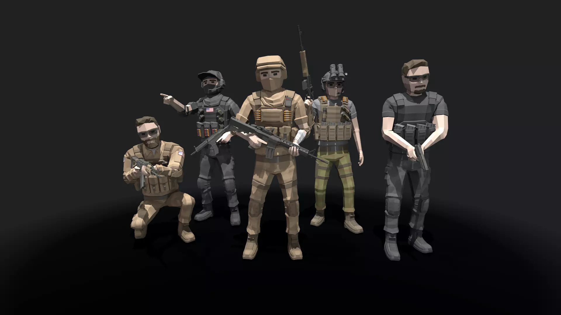 Low Poly  Soldiers Low-poly 3D model_0