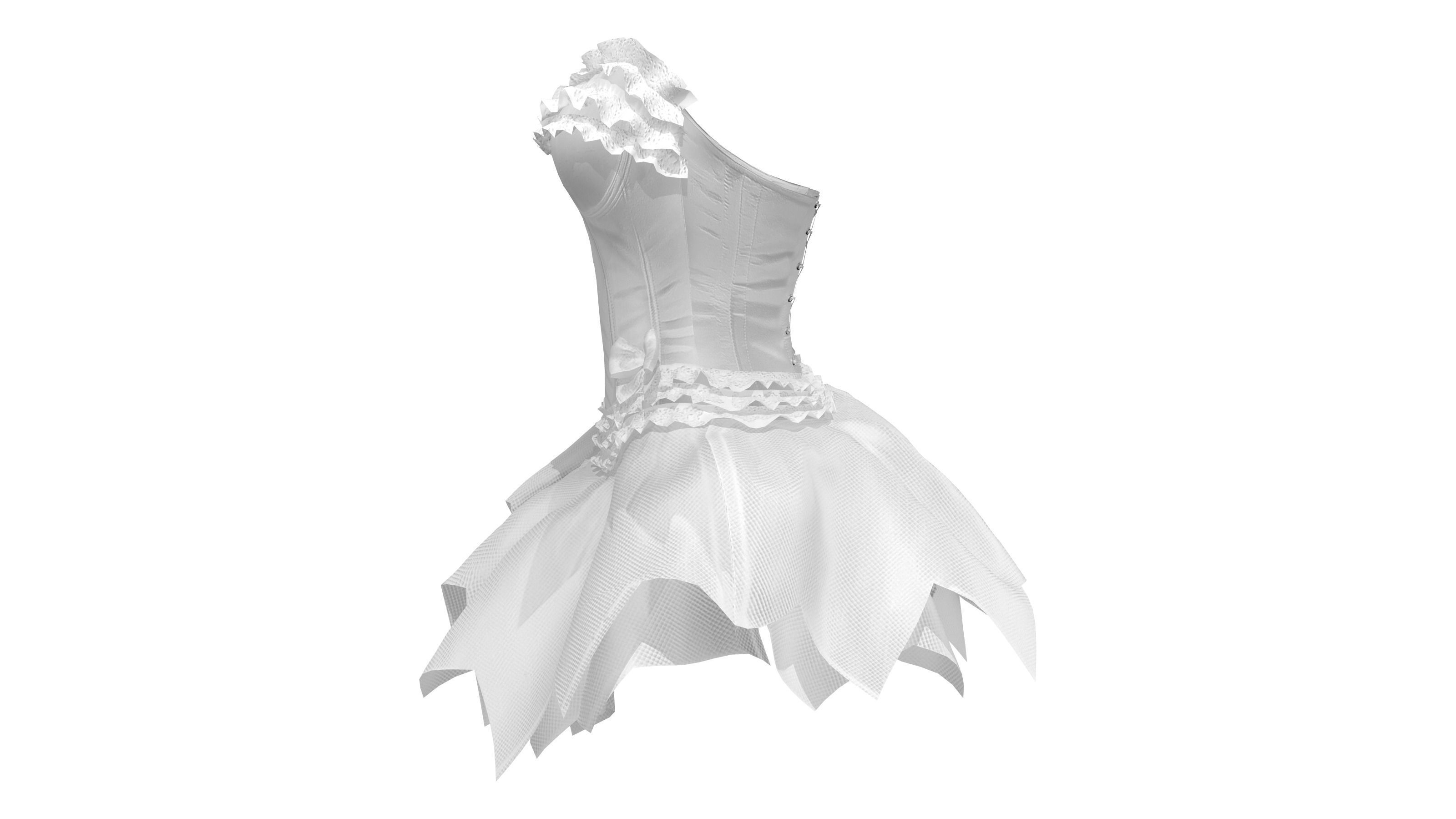 Bridal Corset With Tutu Skirt Low-poly 3D model_5