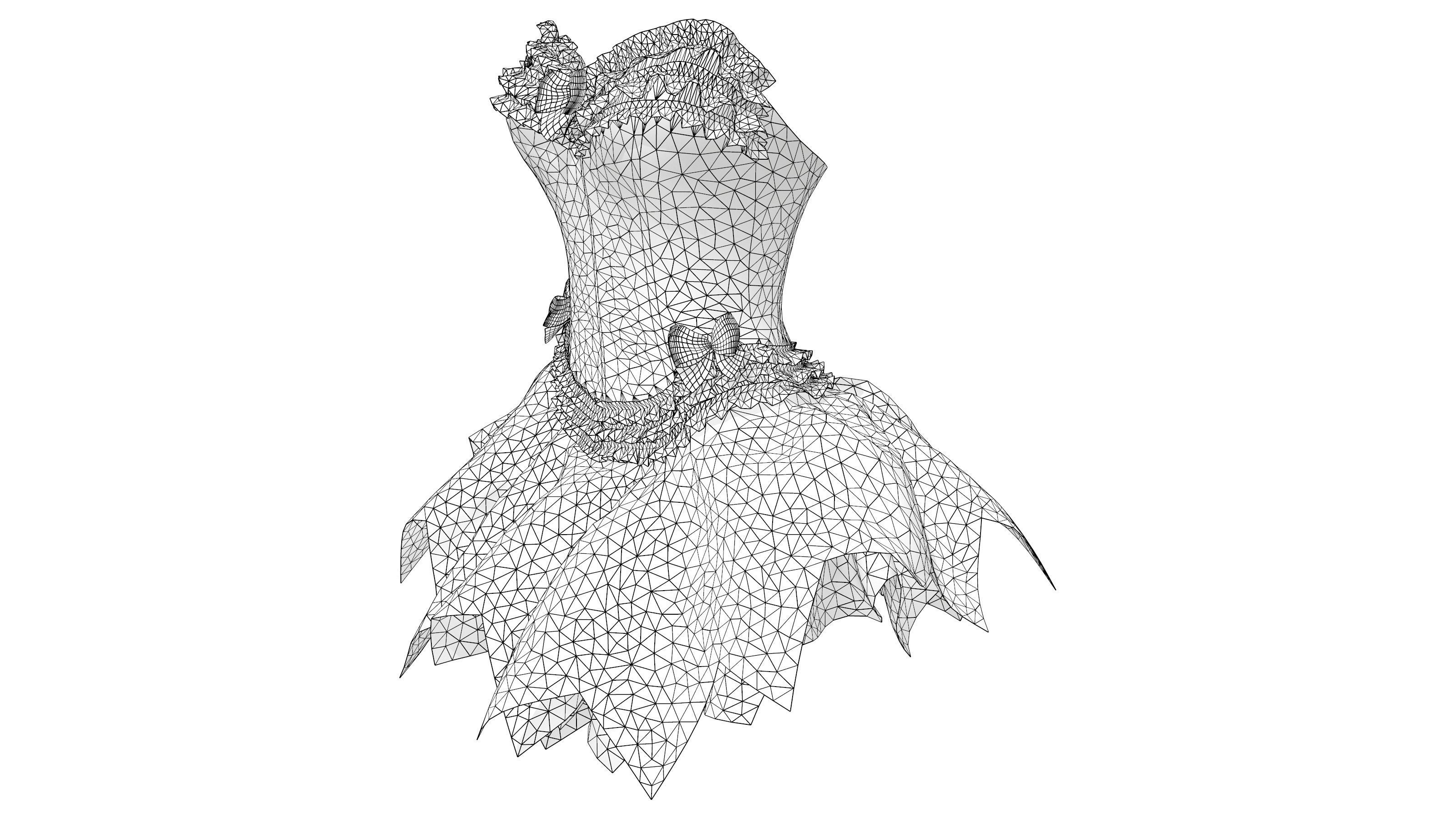 Bridal Corset With Tutu Skirt Low-poly 3D model_9