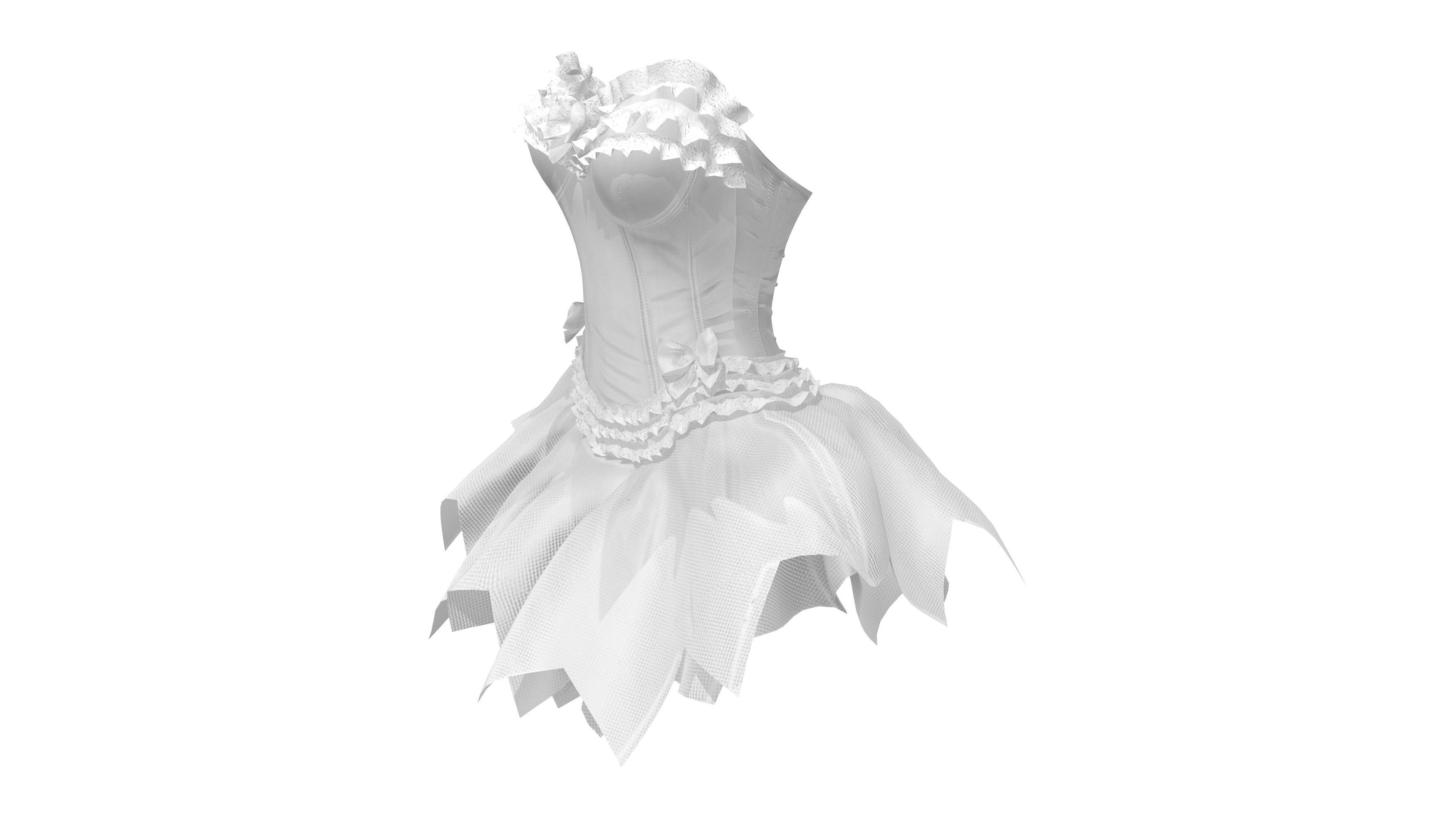 Bridal Corset With Tutu Skirt Low-poly 3D model_3