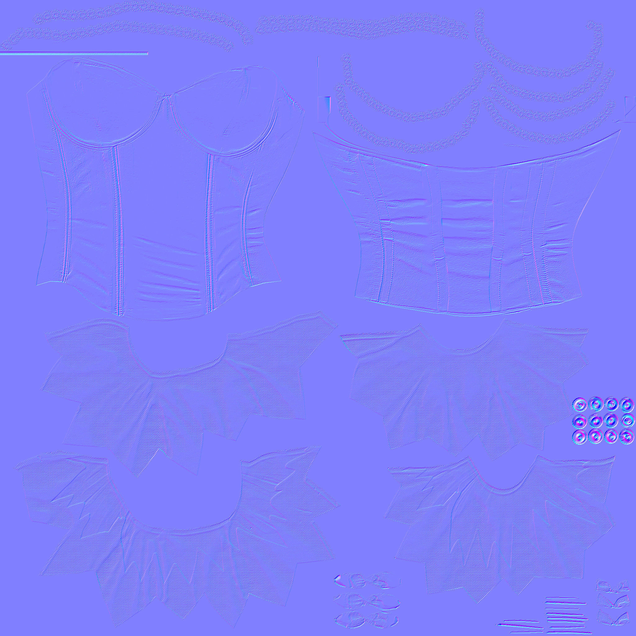 Bridal Corset With Tutu Skirt Low-poly 3D model_13