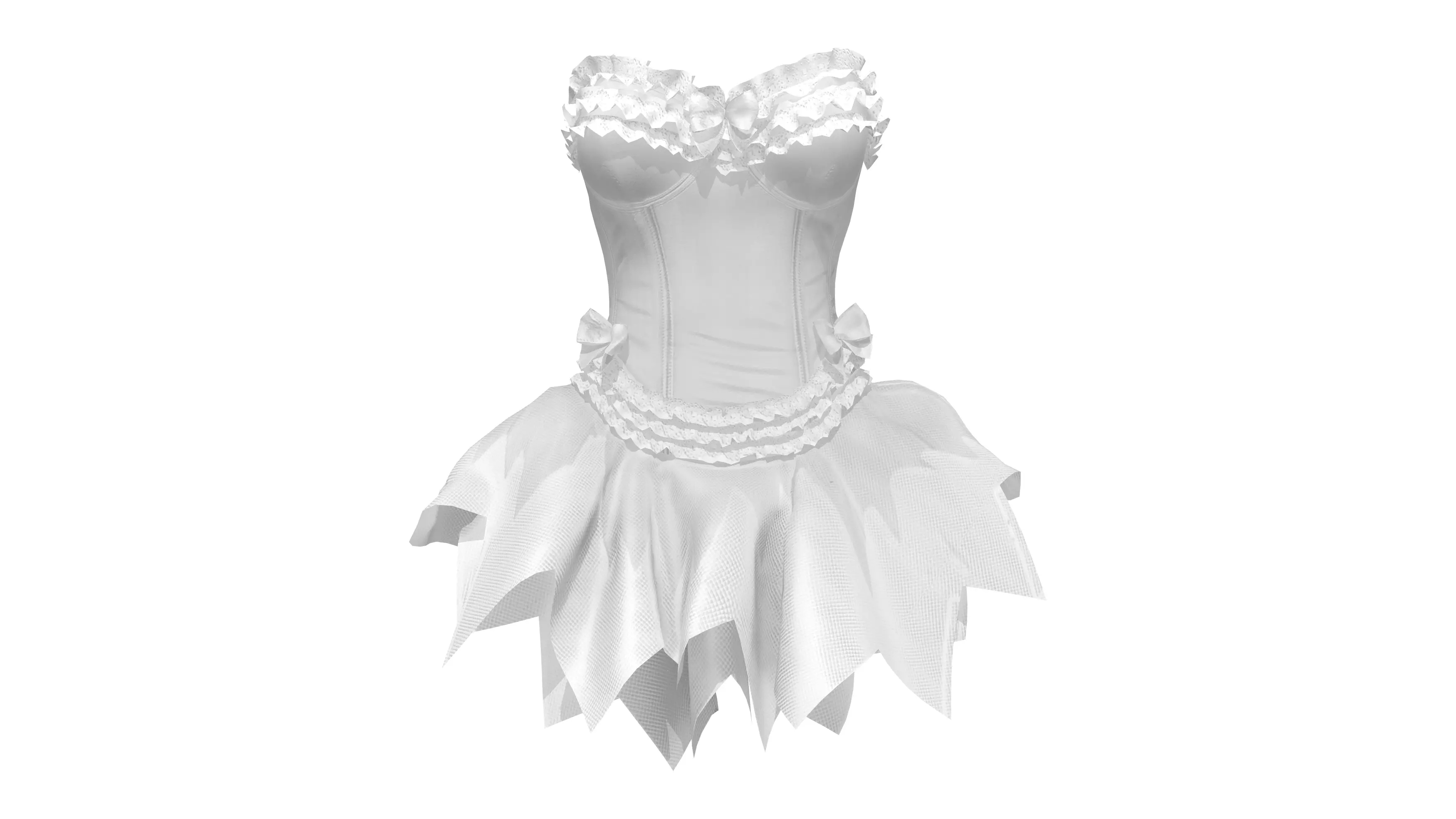Bridal Corset With Tutu Skirt Low-poly 3D model_0