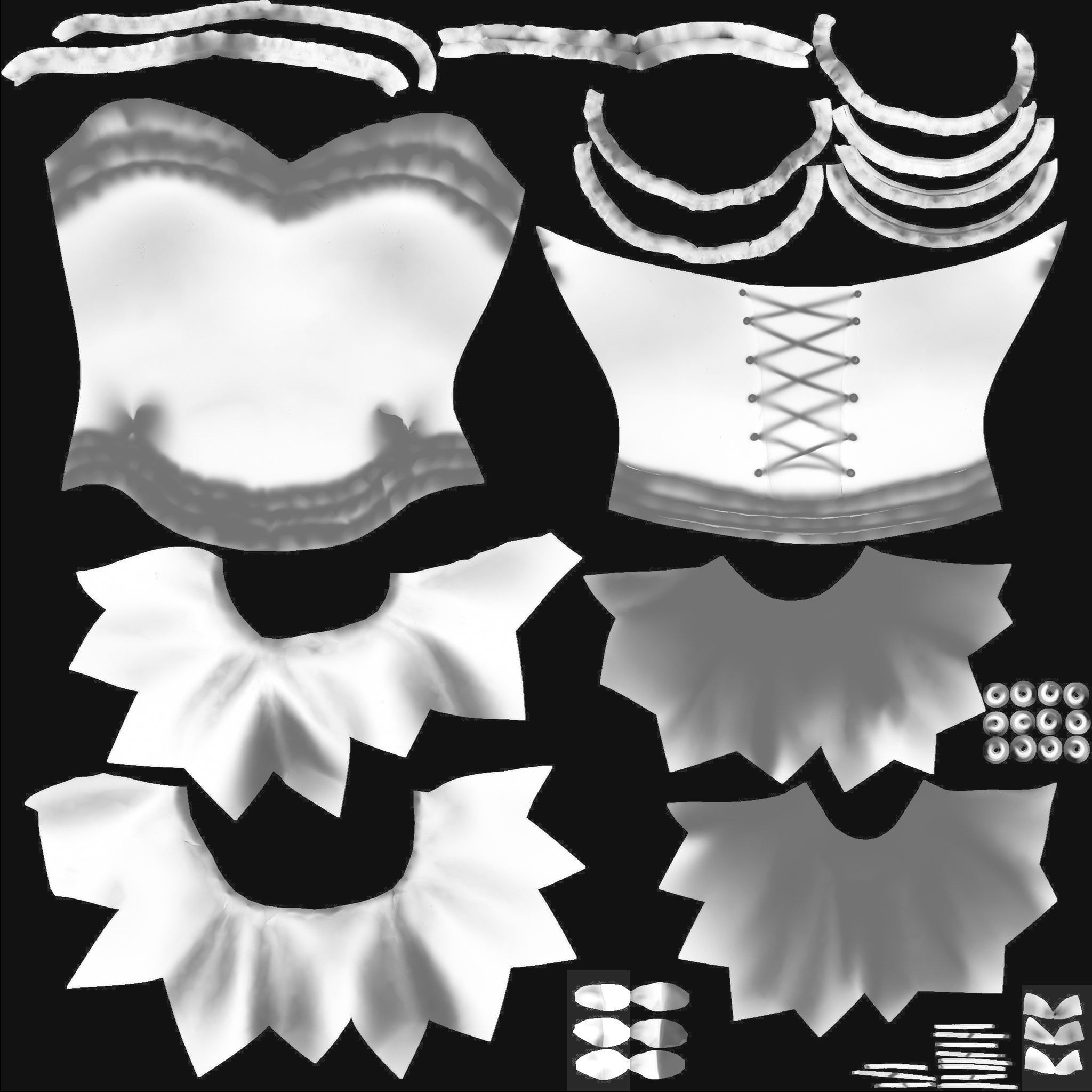 Bridal Corset With Tutu Skirt Low-poly 3D model_15