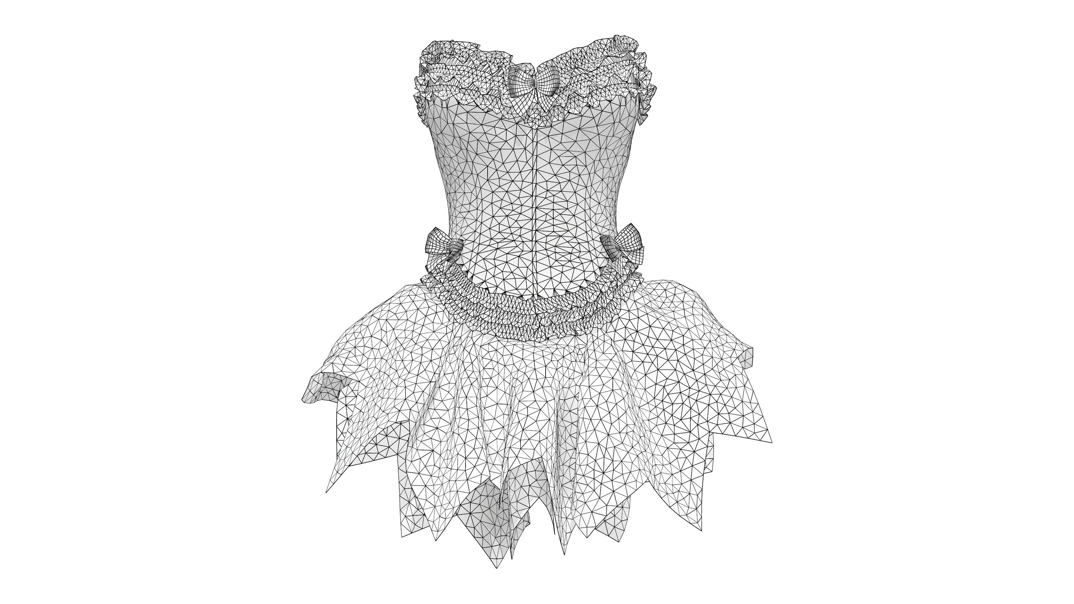 Bridal Corset With Tutu Skirt Low-poly 3D model_8