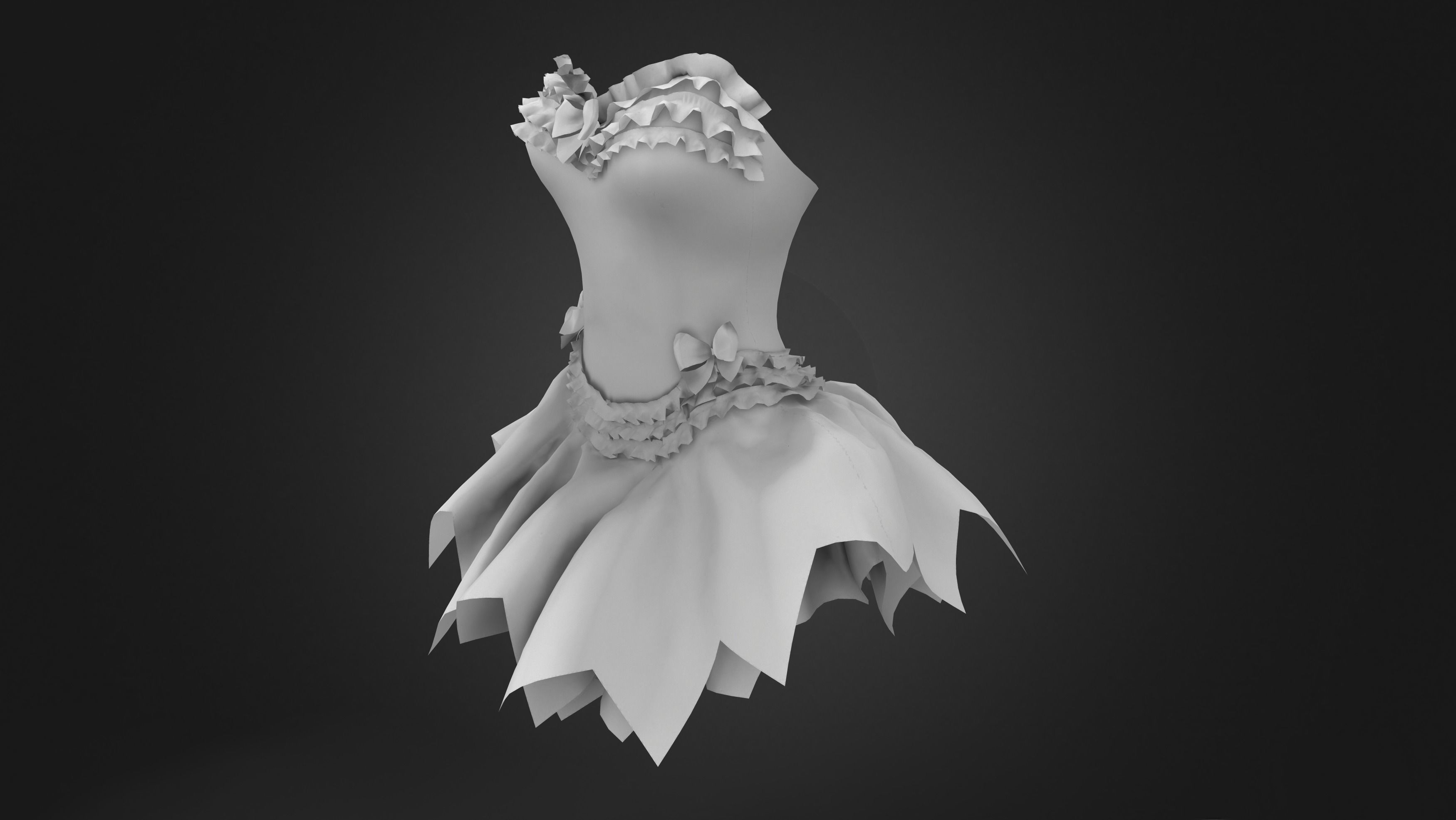 Bridal Corset With Tutu Skirt Low-poly 3D model_10
