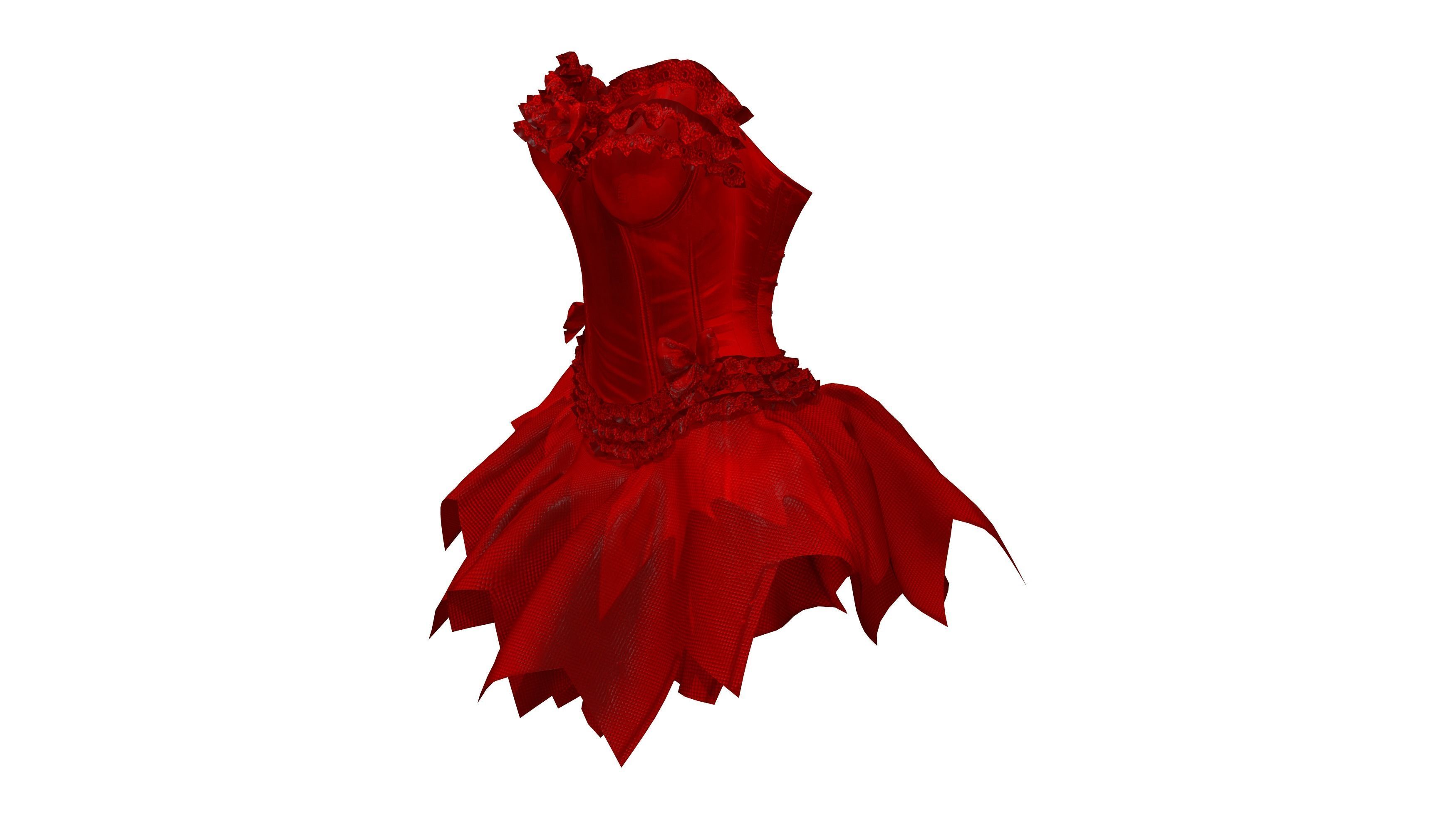 Bridal Corset With Tutu Skirt Low-poly 3D model_4