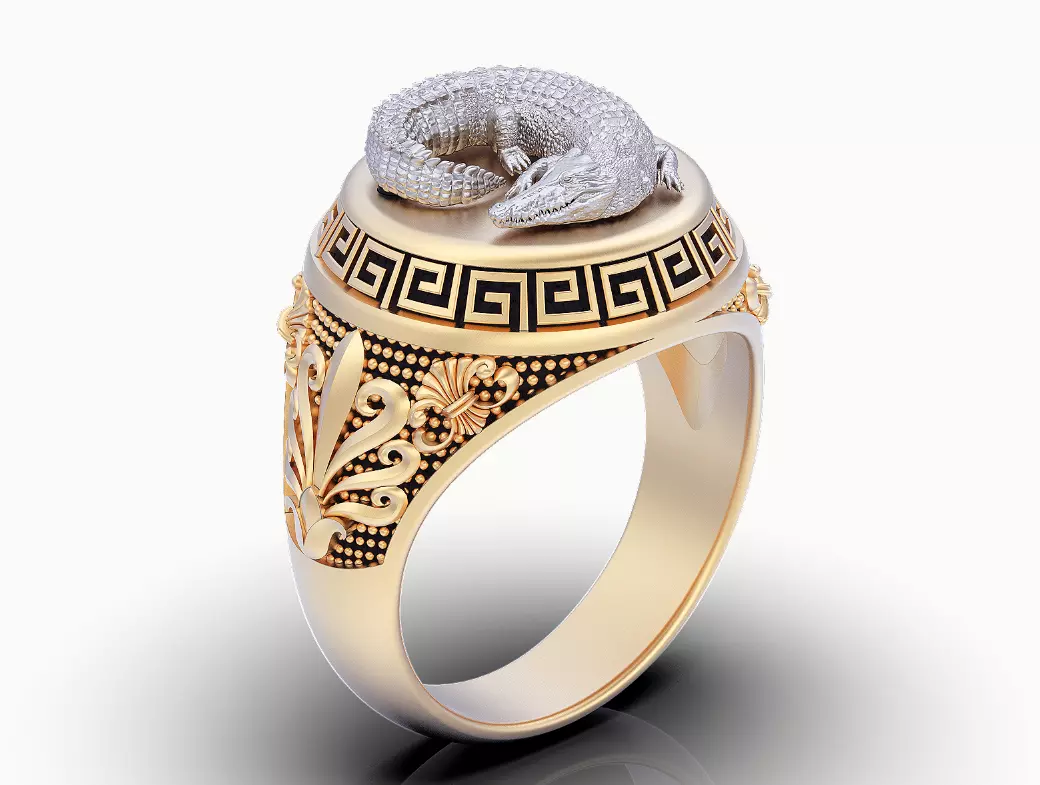 Crocodile man ring gold printable jewelry 3D model 3D print model