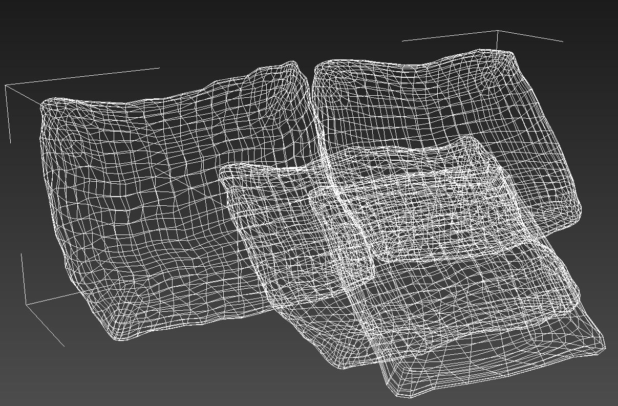 Fabric square cushions 3D model_15