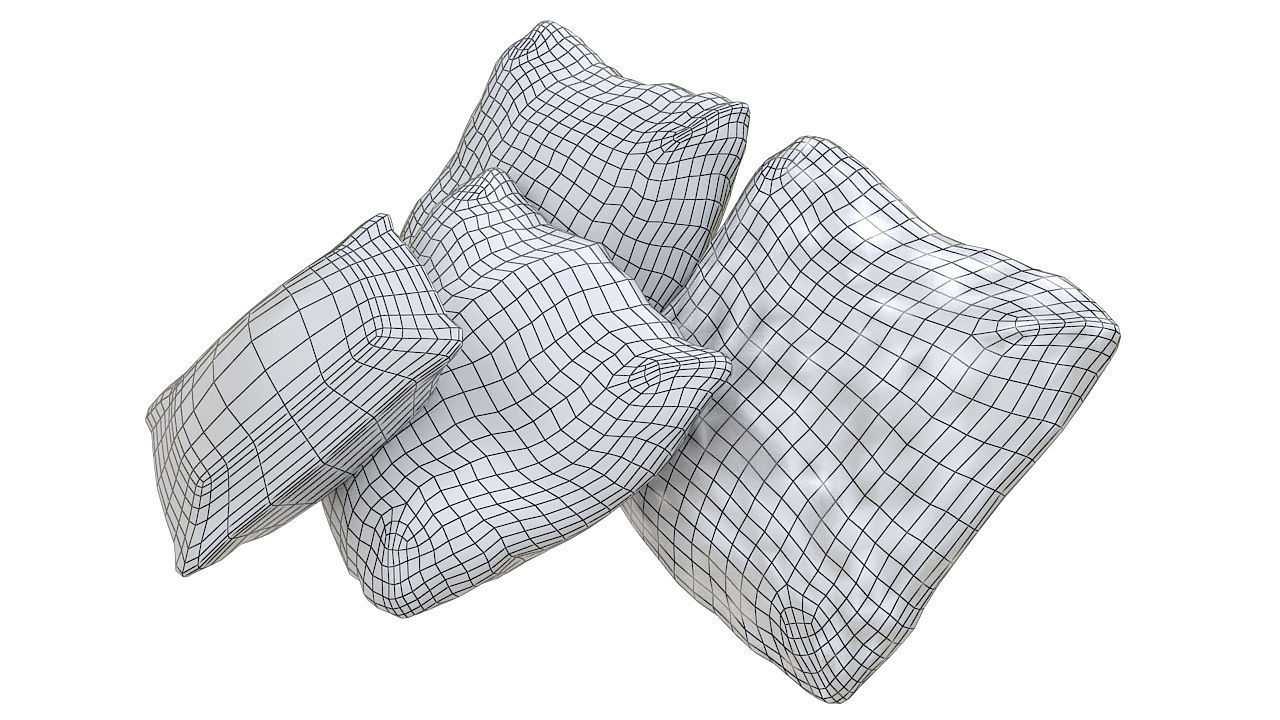 Fabric square cushions 3D model_9