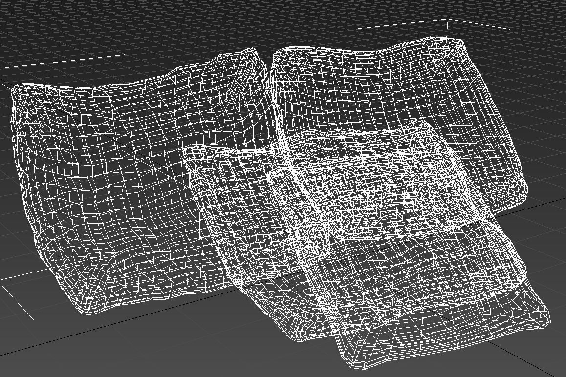 Fabric square cushions 3D model_13