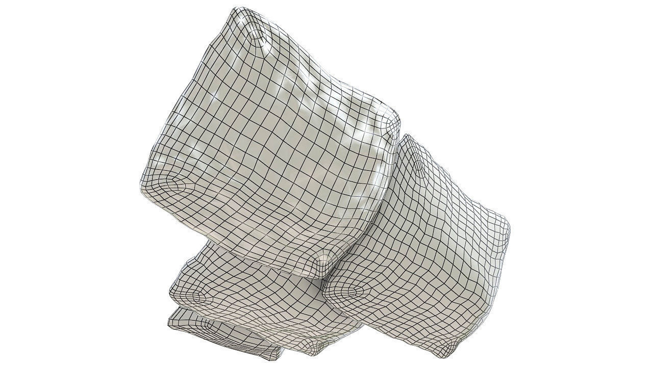 Fabric square cushions 3D model_7