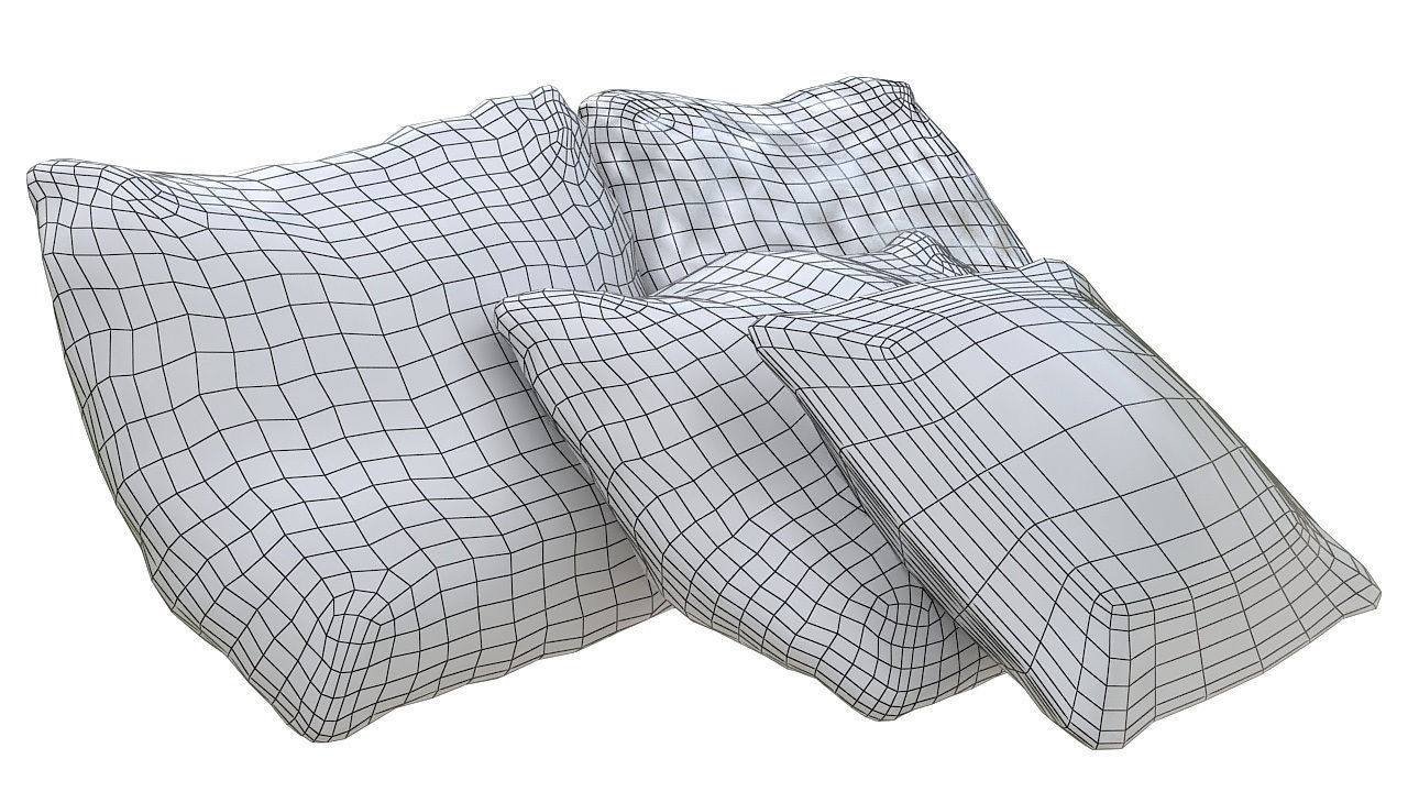 Fabric square cushions 3D model_6