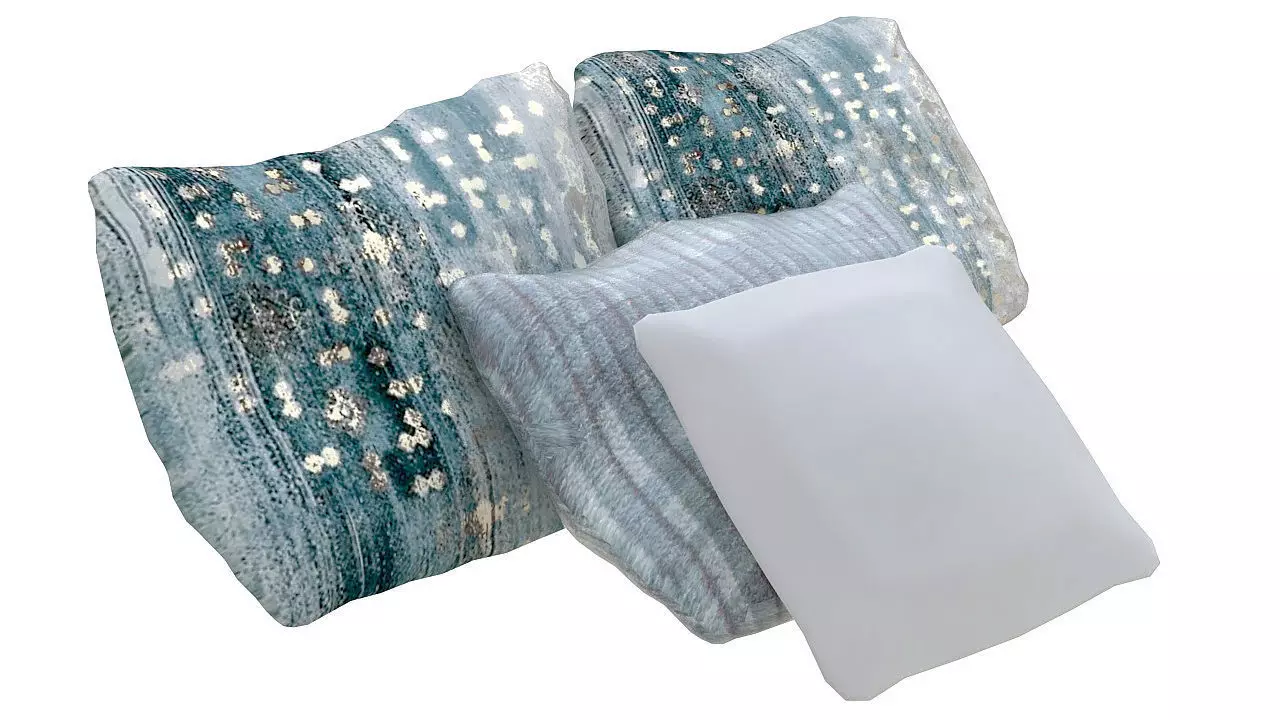 Fabric square cushions 3D model_0