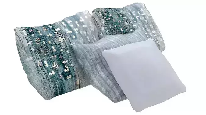 Fabric square cushions 3D model