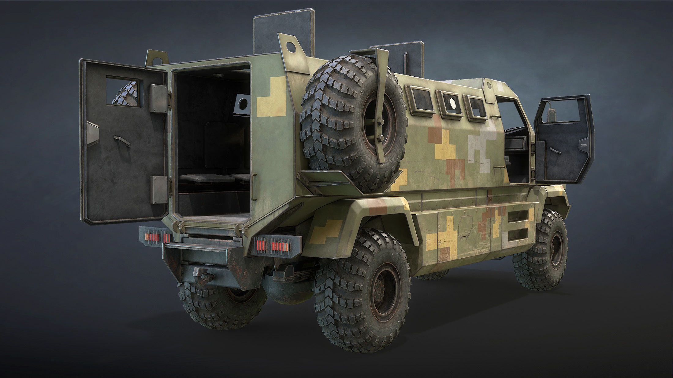 KrAZ Shrek and Fiona MPV Low-poly 3D model_13